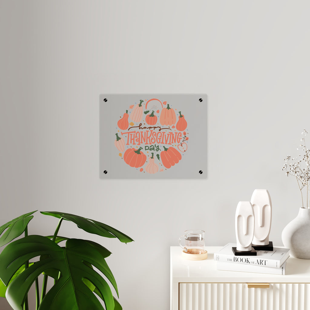 Happy Thanksgiving Acrylic Wall Art Panel — Peachy Pumpkin Patch