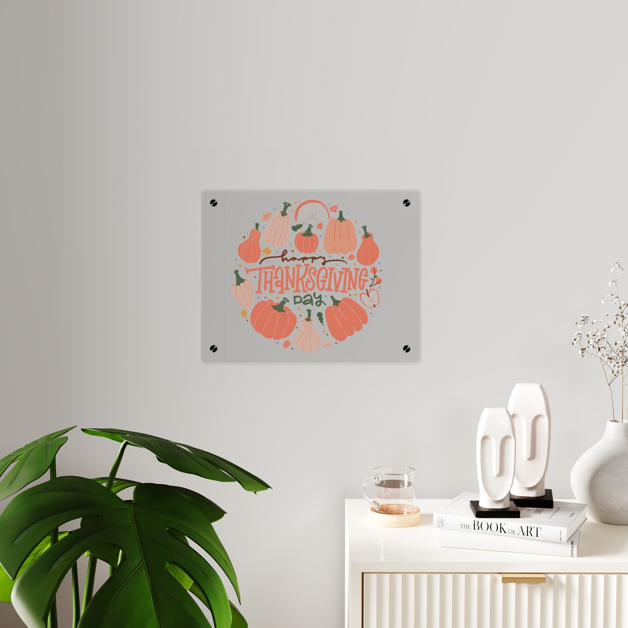 Happy Thanksgiving Acrylic Wall Art Panel — Peachy Pumpkin Patch
