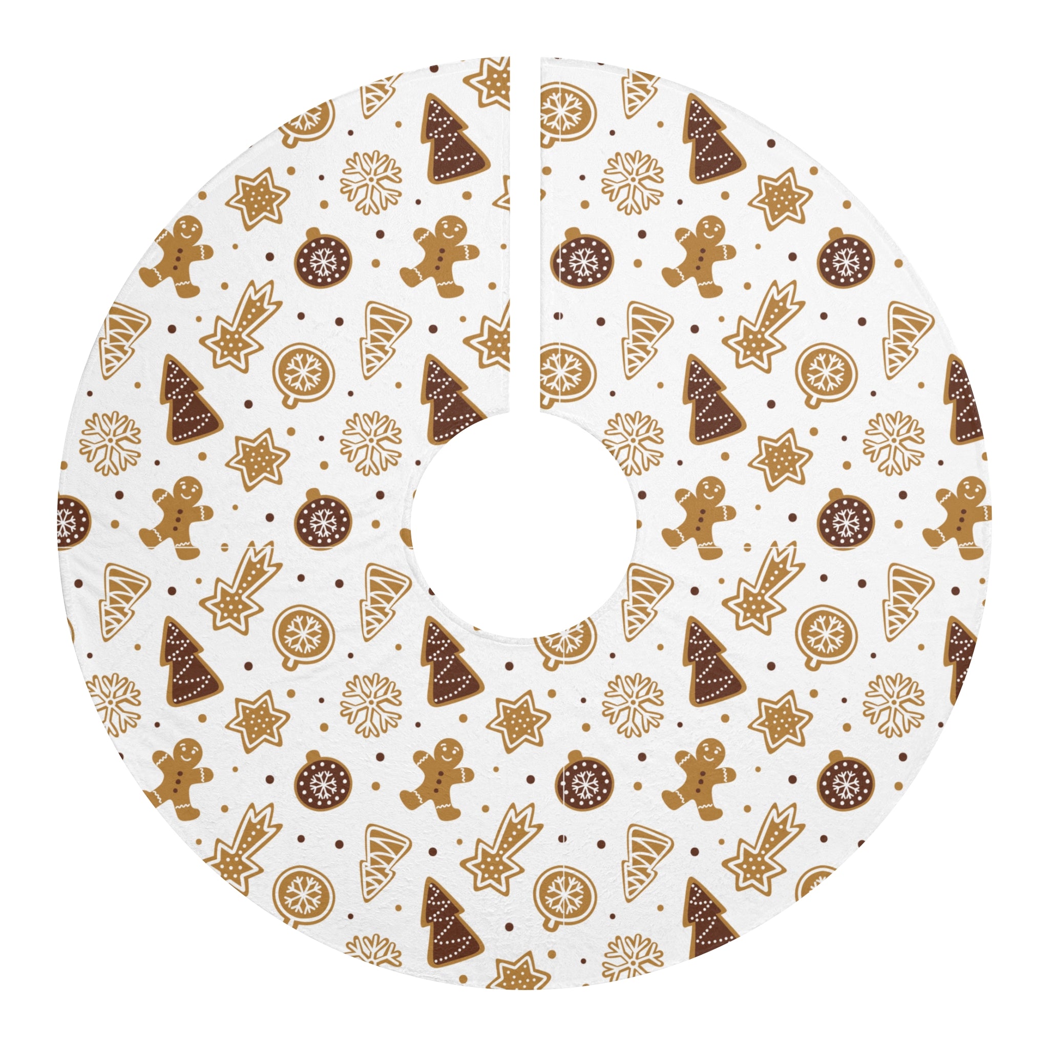 Gingerbread Cookie Patterned Christmas Tree Skirt
