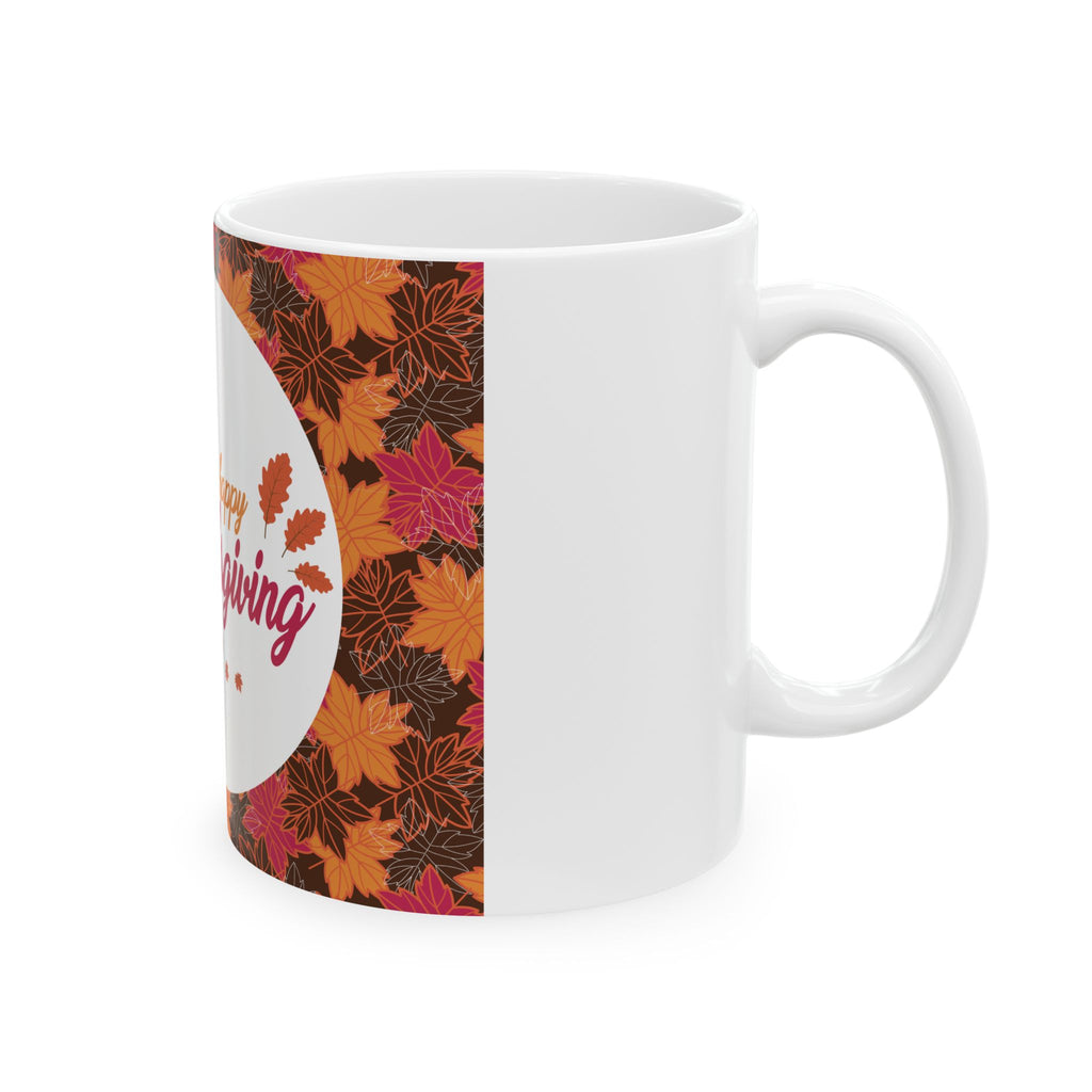 Thanksgiving Ceramic Mug - Fall Leaves Design (11oz & 15oz)