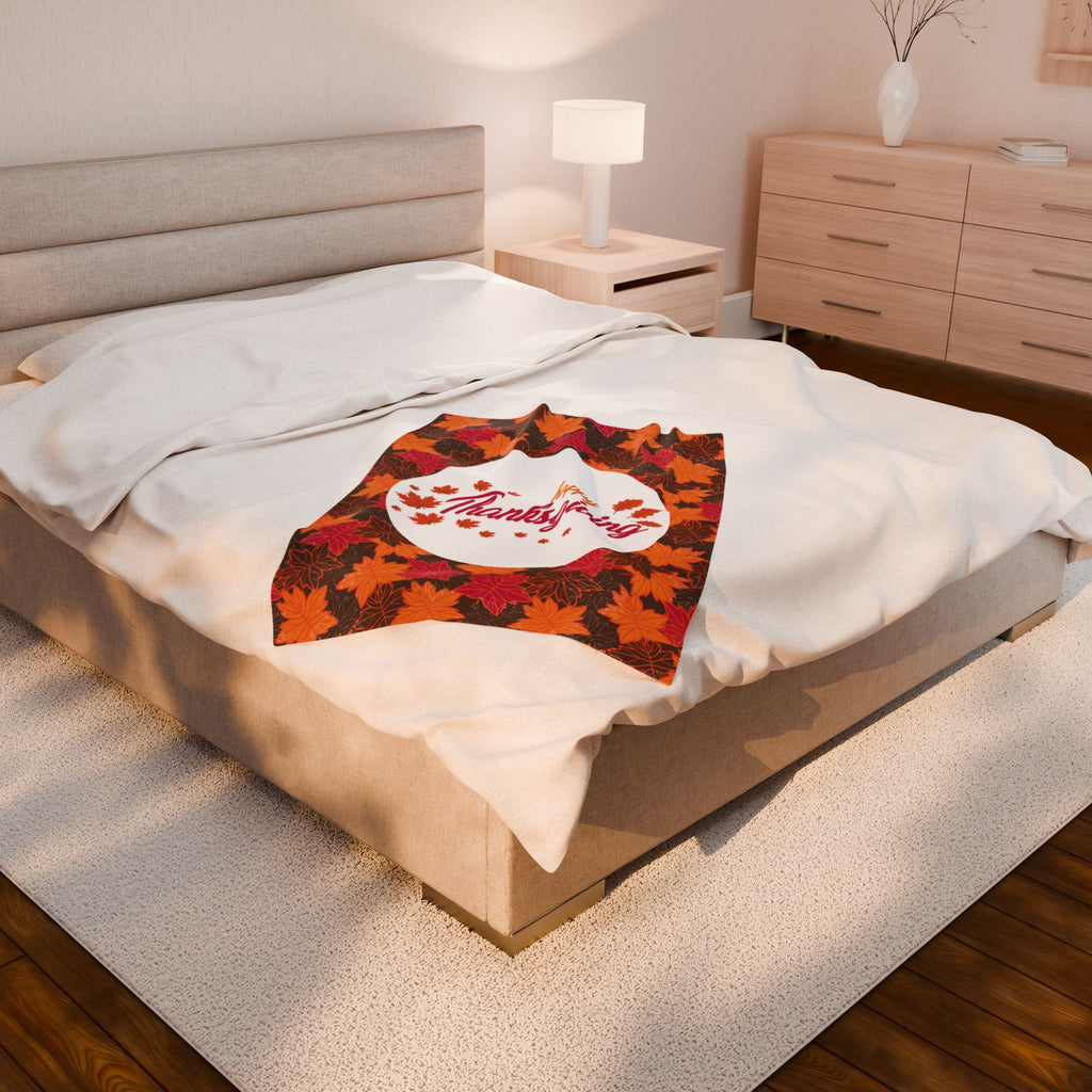 Thanksgiving Velvet Plush Blanket - Autumn Leaves