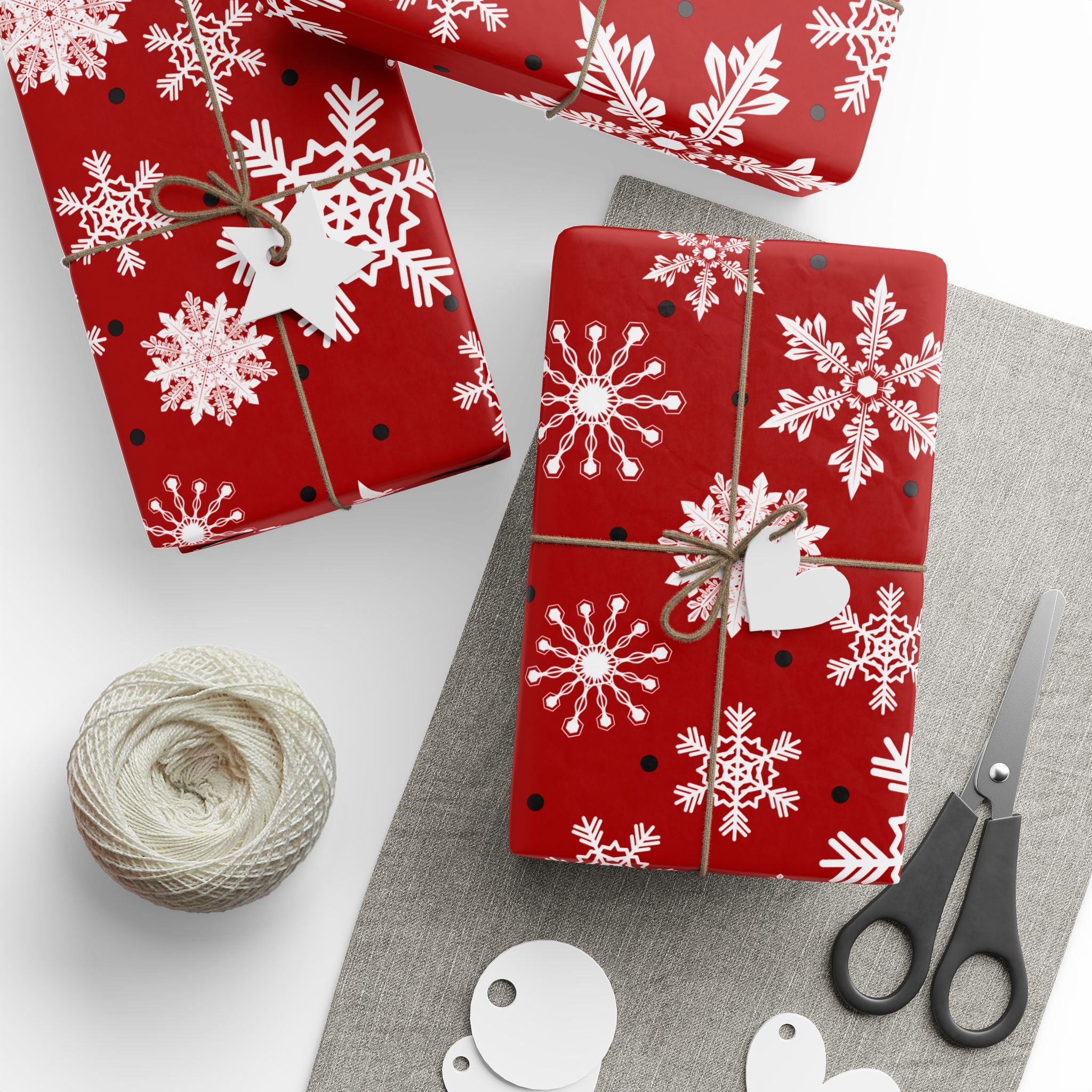 Christmas Gift Wrap Roll - Red/White Snowflakes