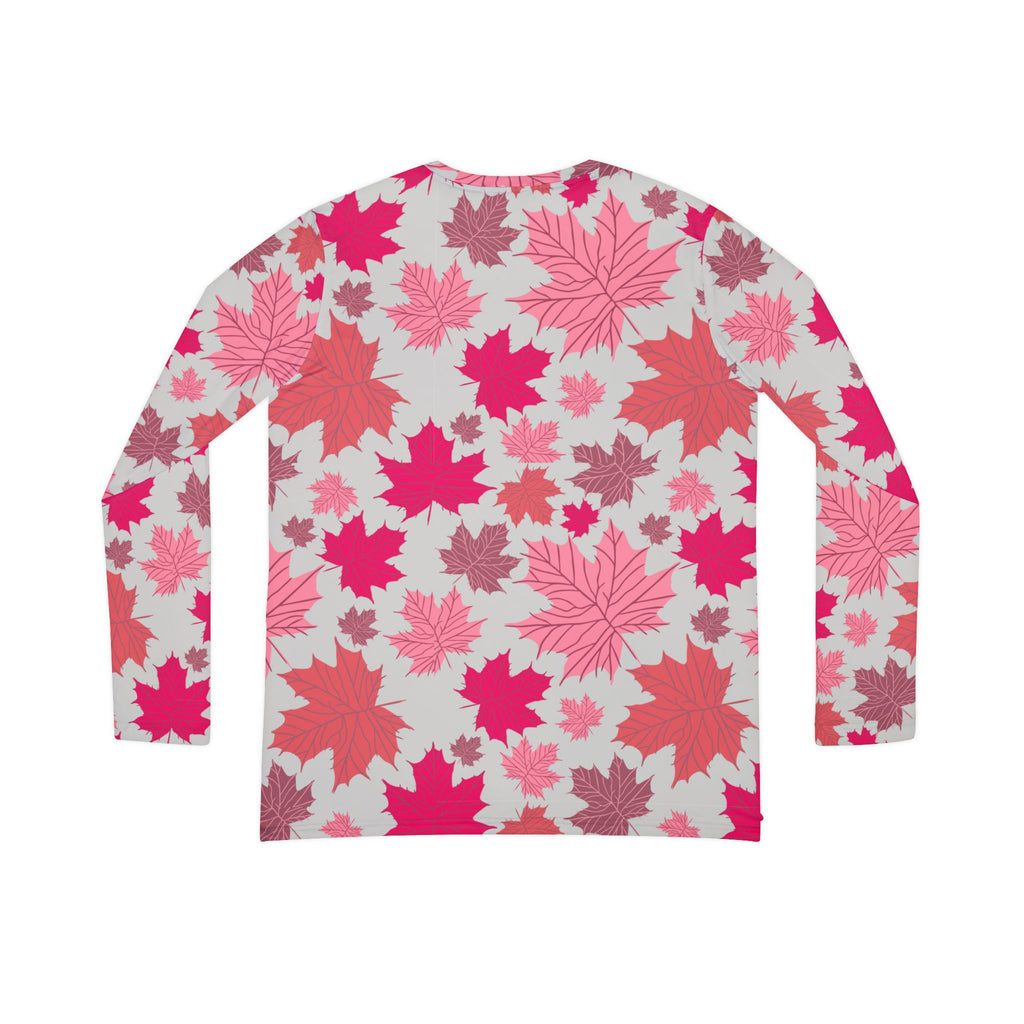 Women's Long Sleeve V-Neck - Pinky Fall Leaves