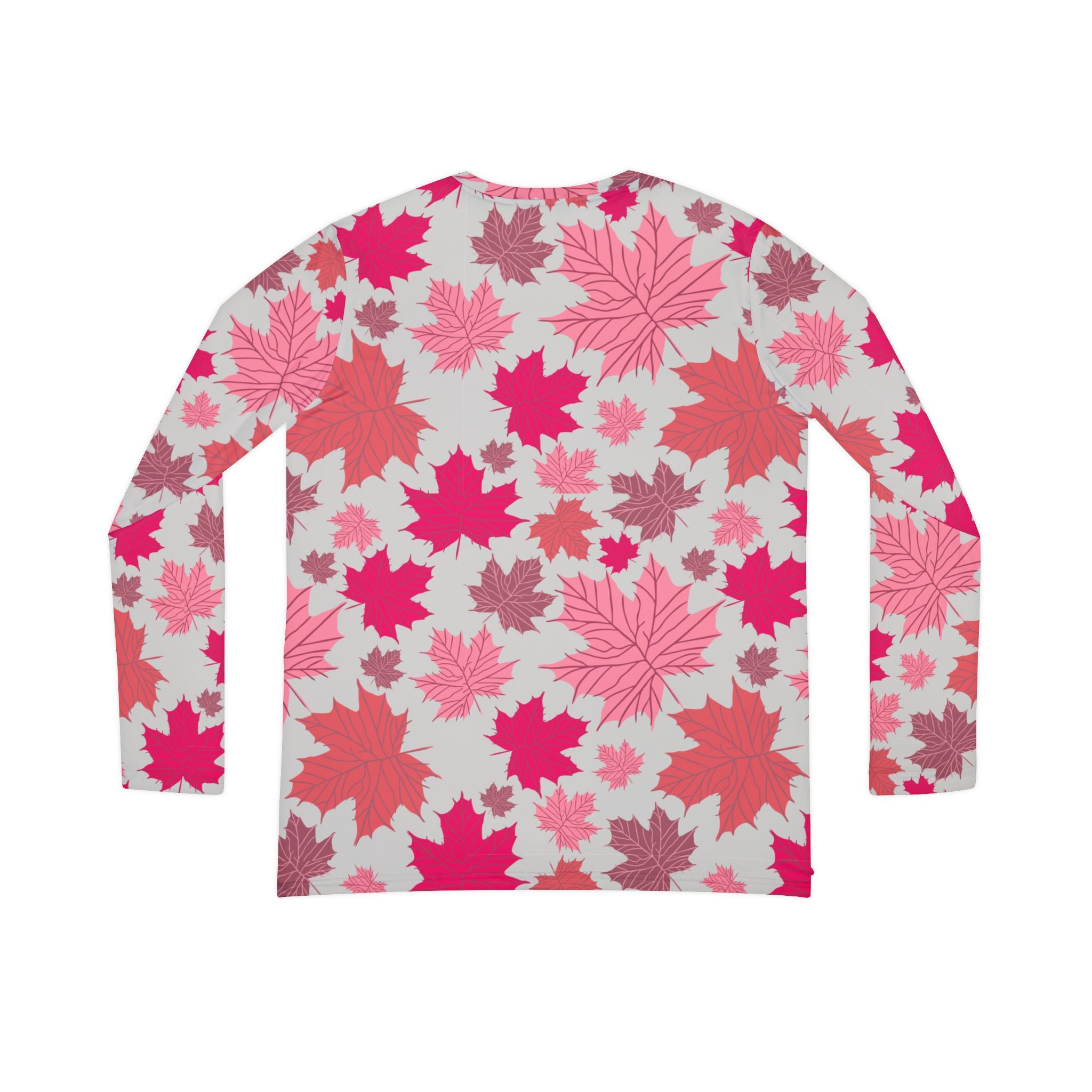 Women's Long Sleeve V-Neck - Pinky Fall Leaves
