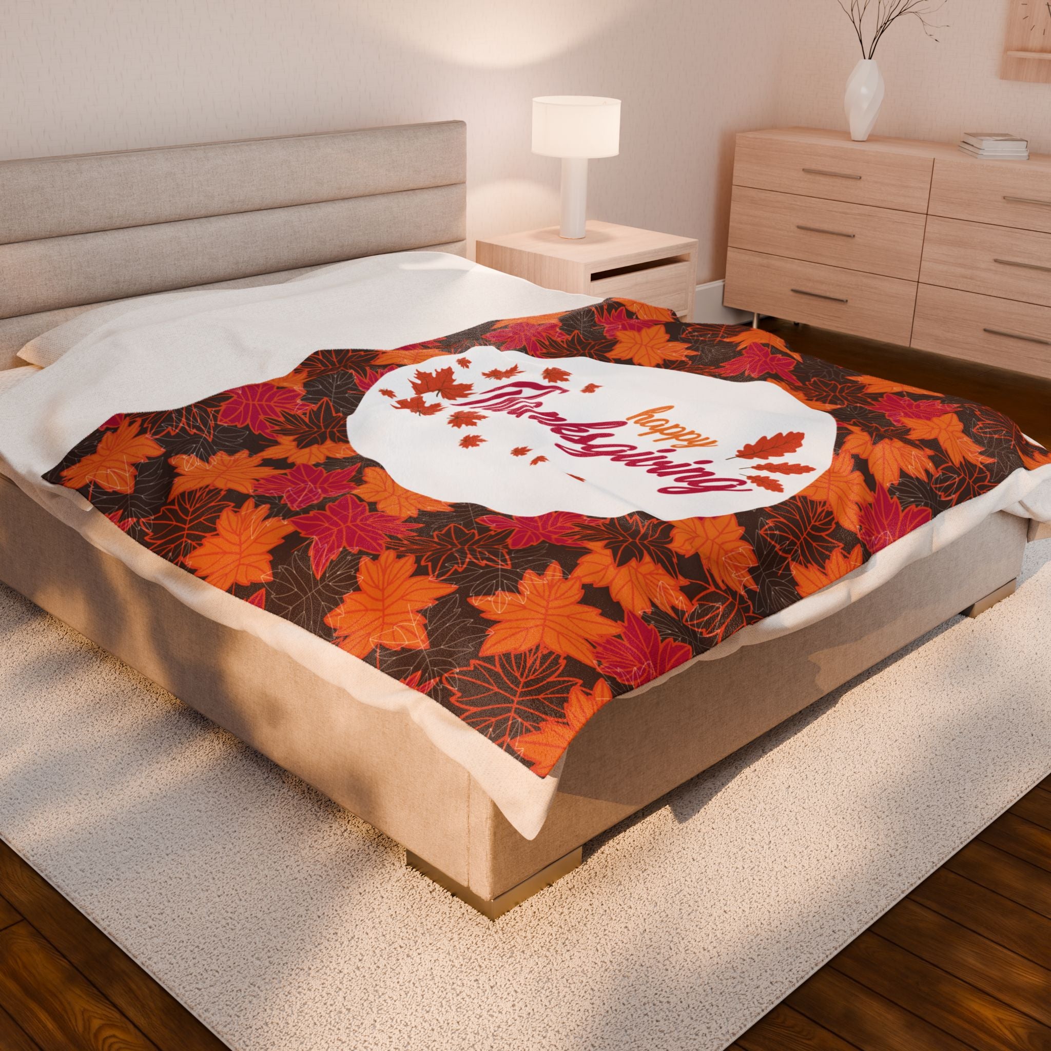 Thanksgiving Velvet Plush Blanket - Autumn Leaves