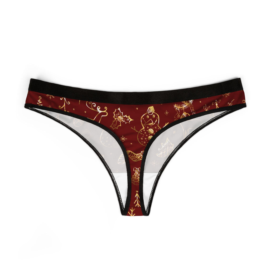 Red and Gold Christmas Pattern Thong