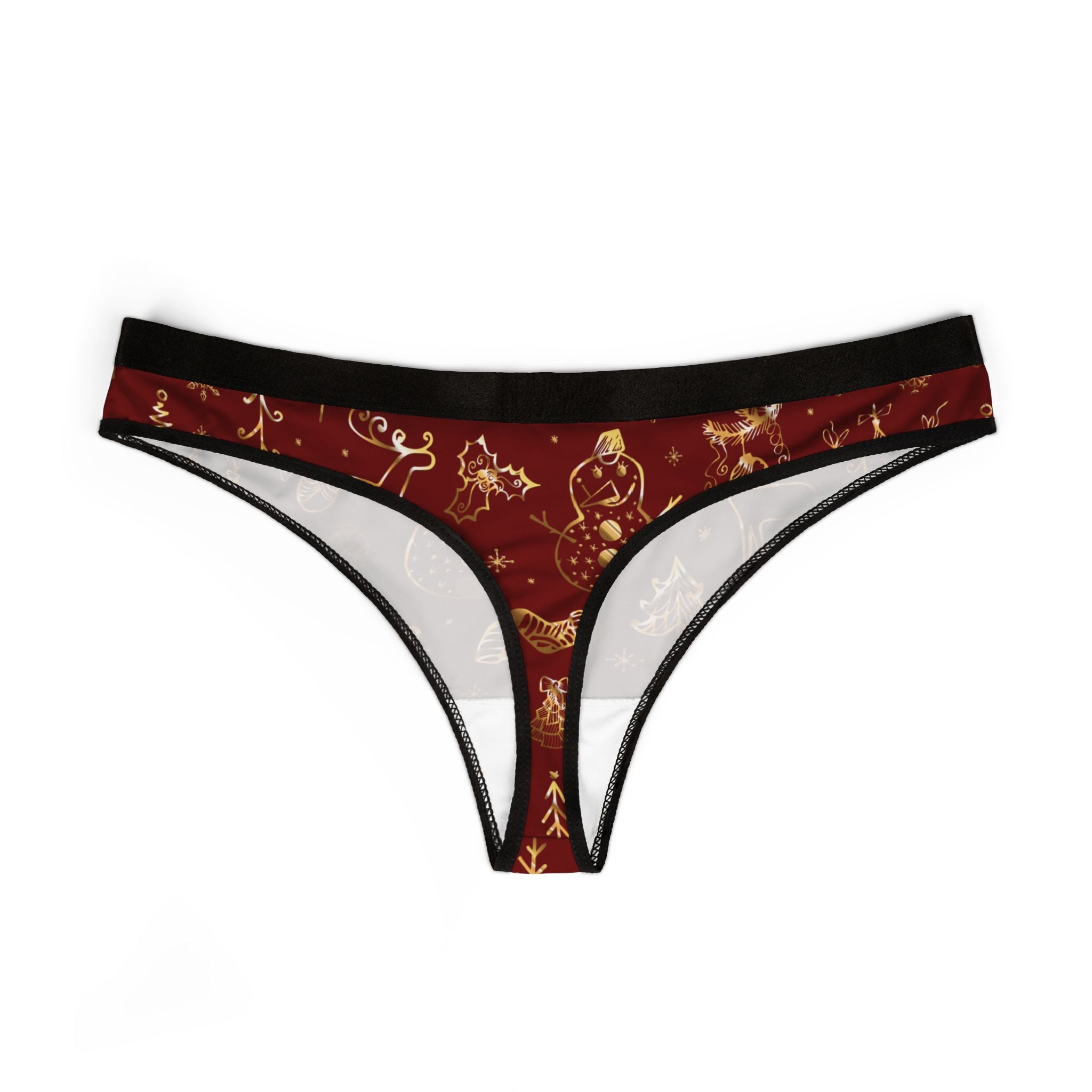 Red and Gold Christmas Pattern Thong