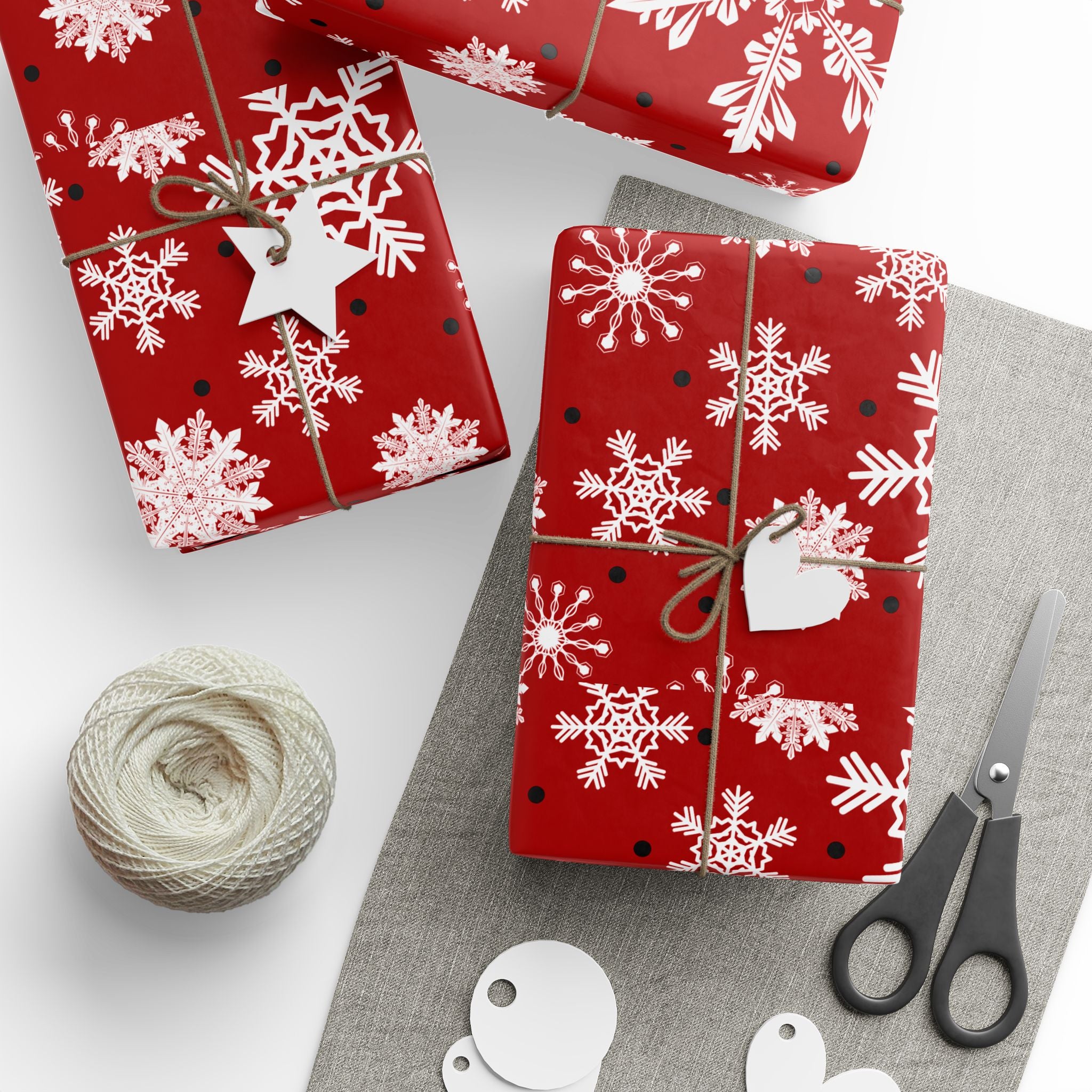 Christmas Gift Wrap Roll - Red/White Snowflakes