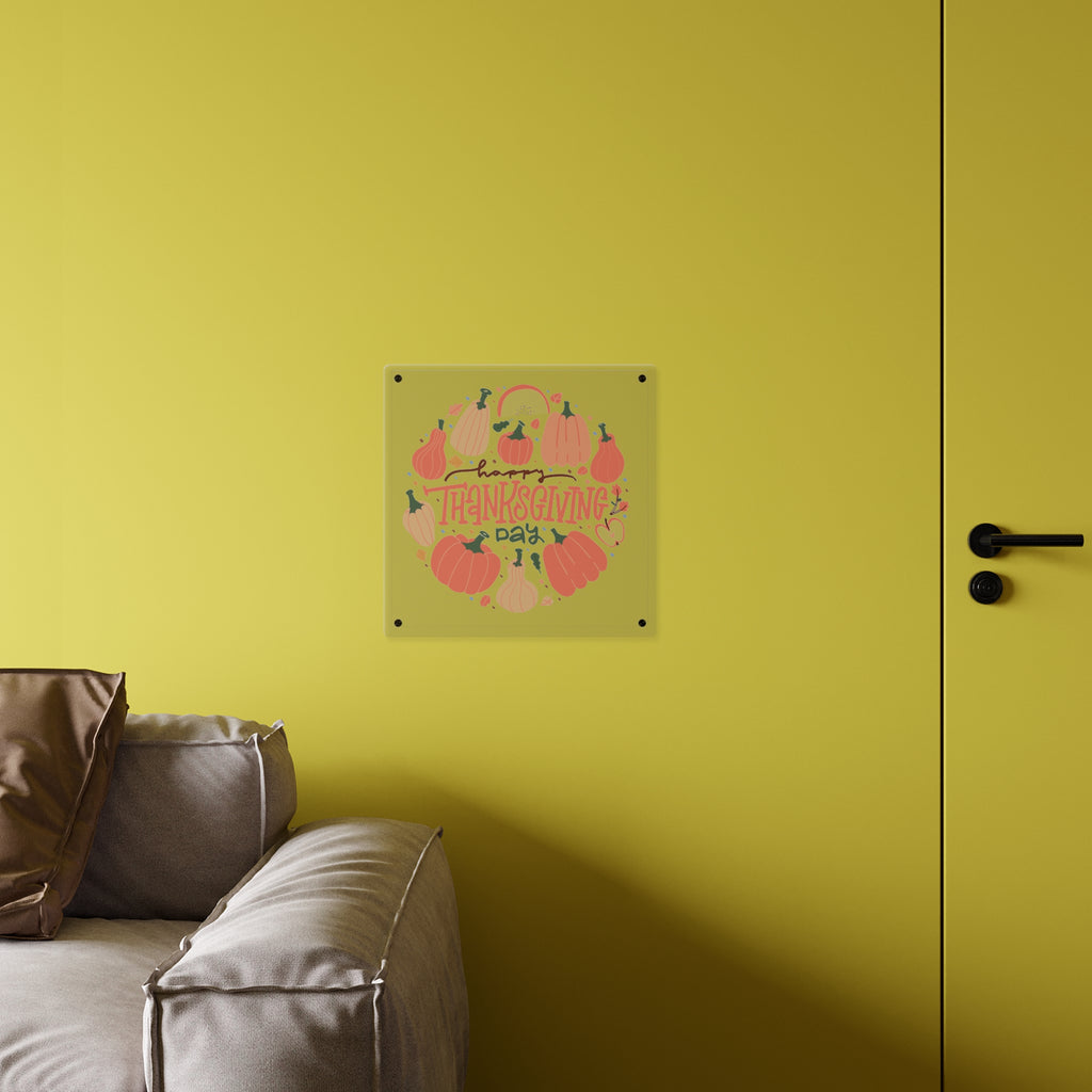 Happy Thanksgiving Acrylic Wall Art Panel — Peachy Pumpkin Patch