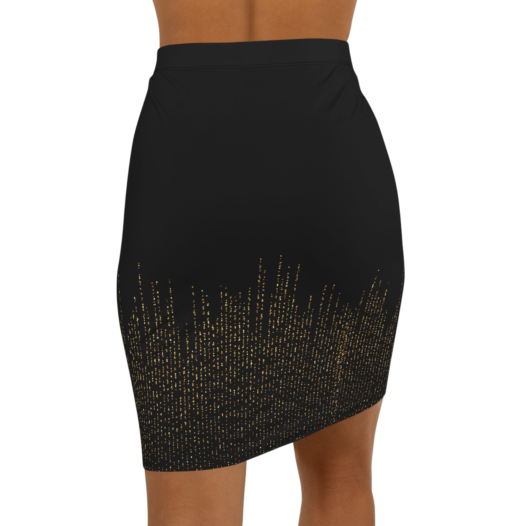 Elegant Women's Mid-Waist Pencil Skirt - Gold and Black Design