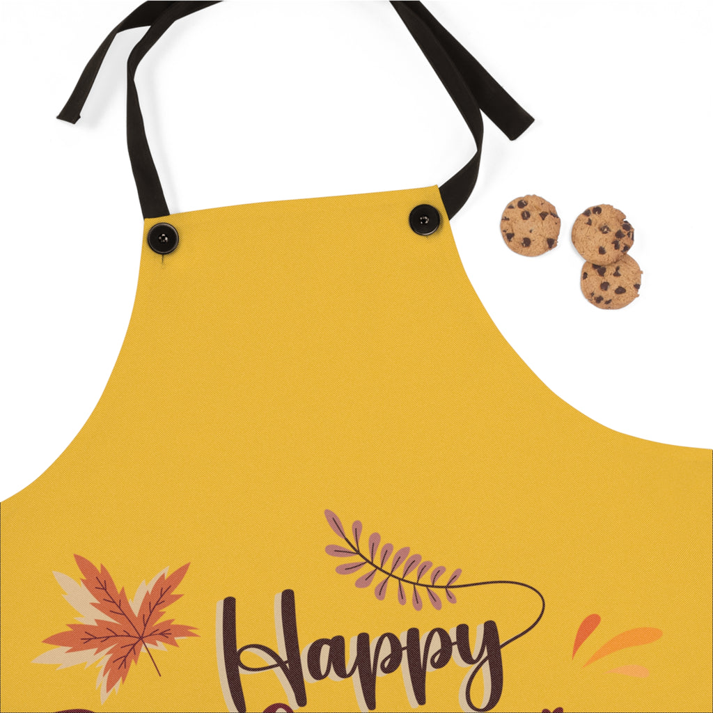 Happy Thanksgiving Apron - Yellow Fall Leaves