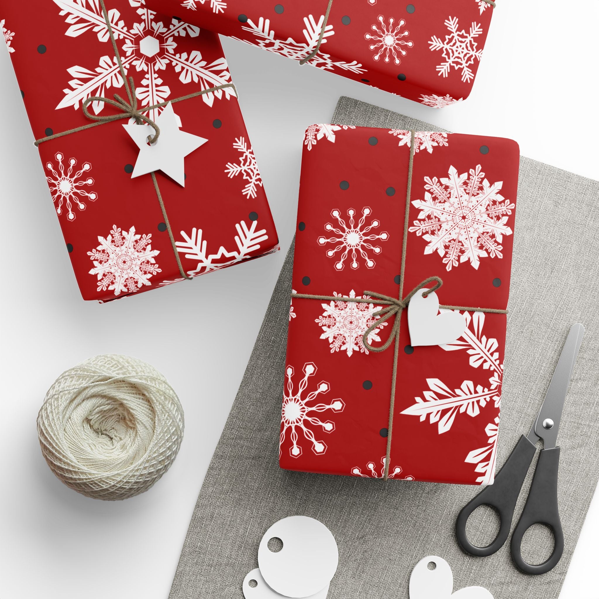 Christmas Gift Wrap Roll - Red/White Snowflakes