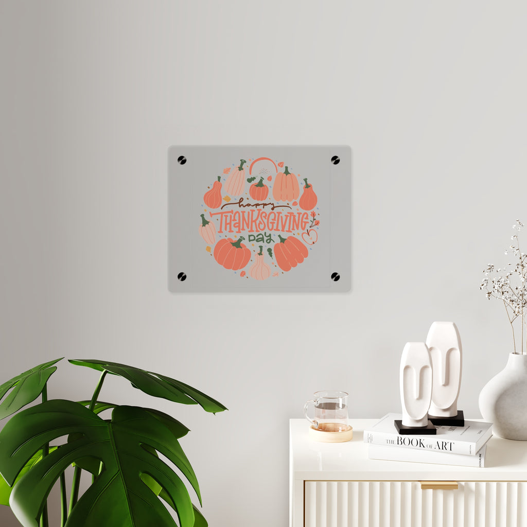 Happy Thanksgiving Acrylic Wall Art Panel — Peachy Pumpkin Patch