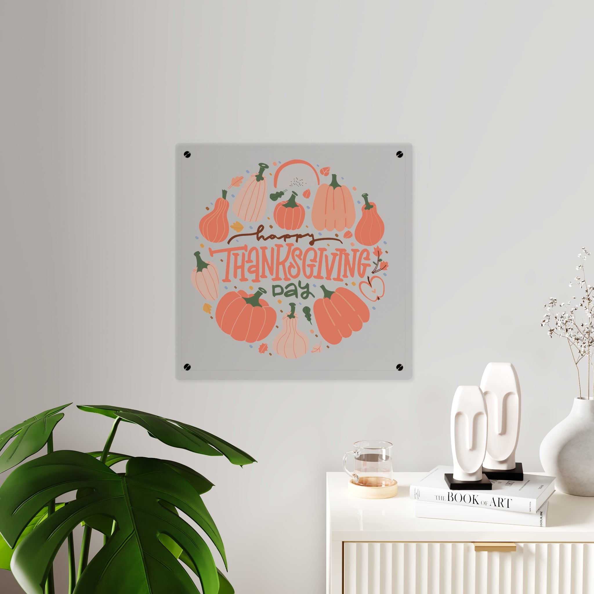 Happy Thanksgiving Acrylic Wall Art Panel — Peachy Pumpkin Patch