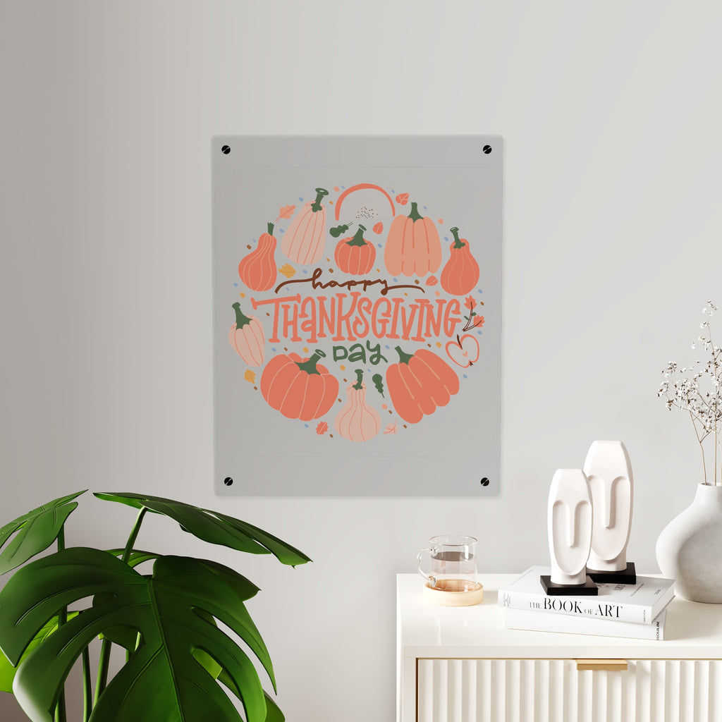 Happy Thanksgiving Acrylic Wall Art Panel — Peachy Pumpkin Patch