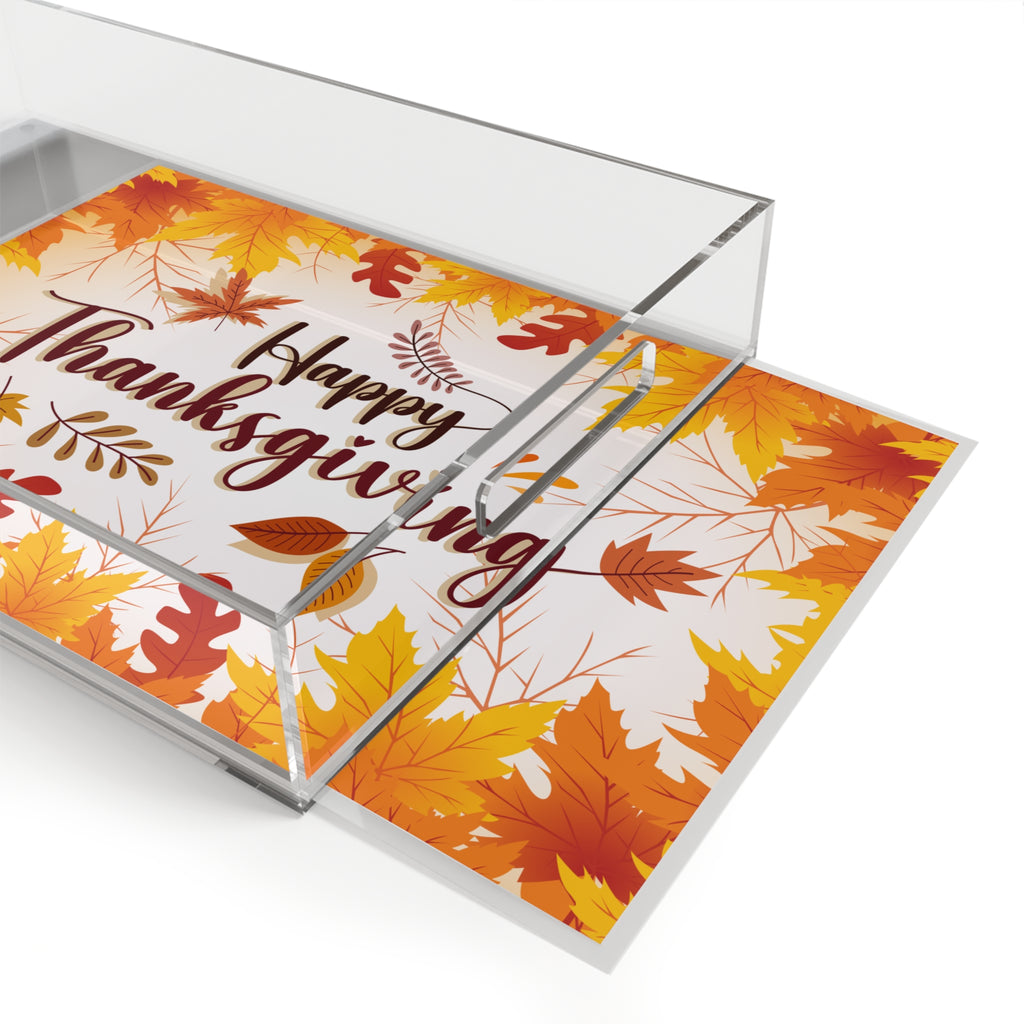 Acrylic Serving Tray for Thanksgiving - Fall Leaves Design