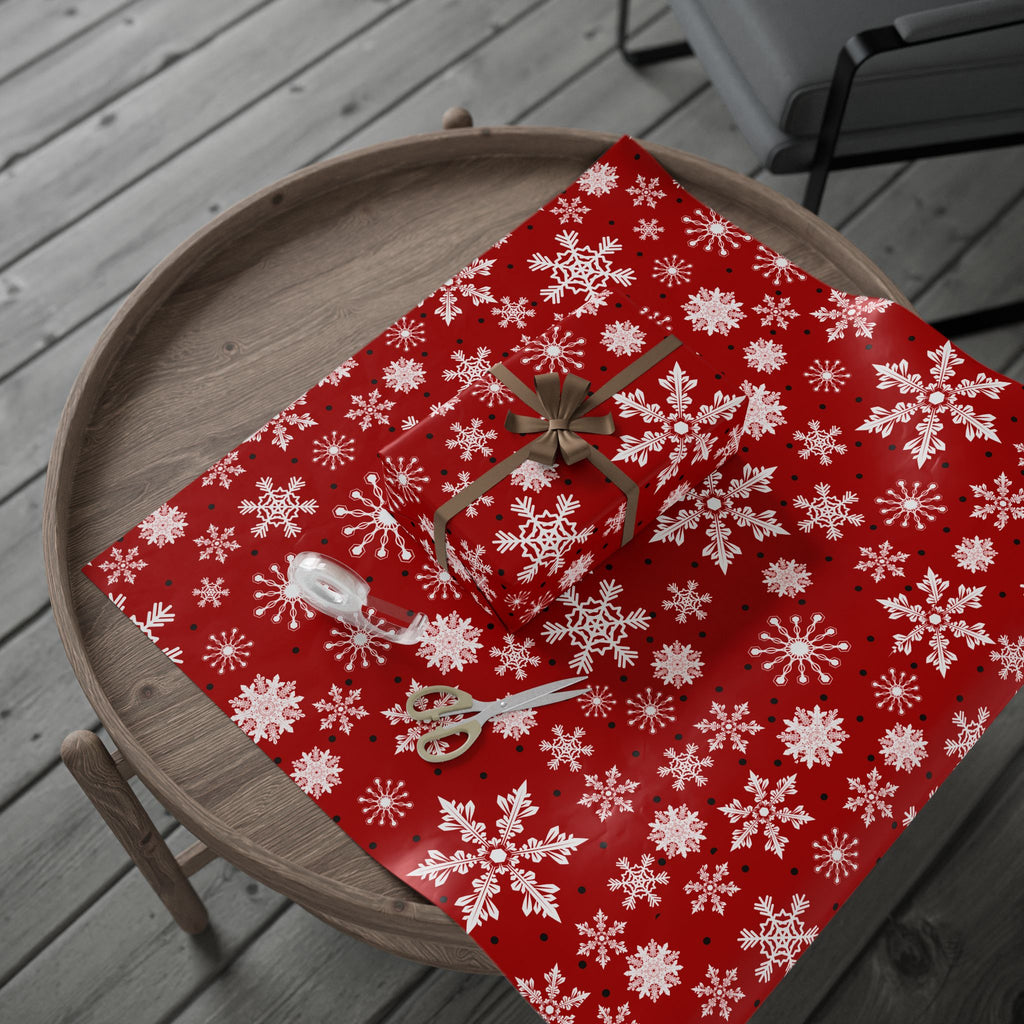 Christmas Gift Wrap Roll - Red/White Snowflakes