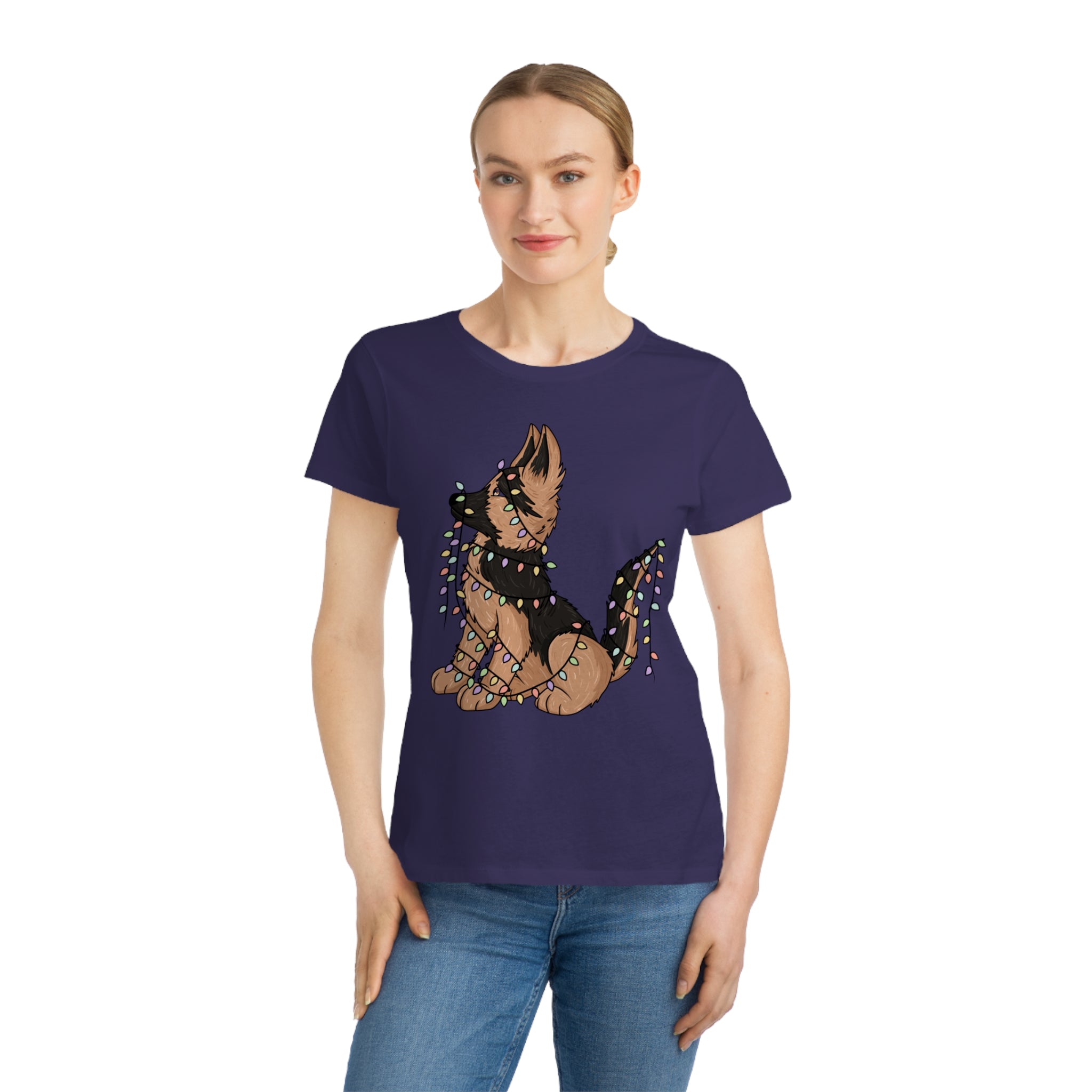 Organic Women's Tee Shirt - Christmas German Shepherd