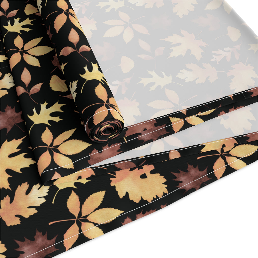 Thanksgiving Table Runner — Black/Seasonal Colored Tiny Leaf Takeover Pattern