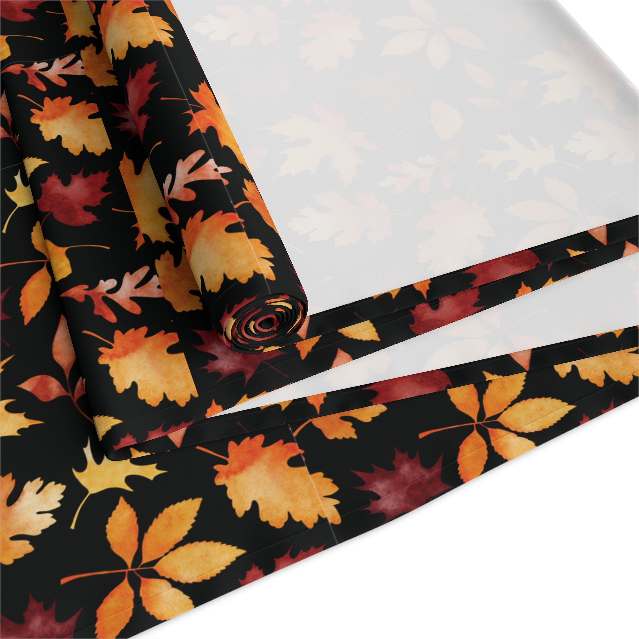 Thanksgiving Table Runner — Black/Seasonal Colored Tiny Leaf Takeover Pattern
