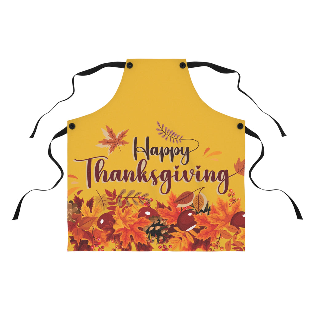 Happy Thanksgiving Apron - Yellow Fall Leaves