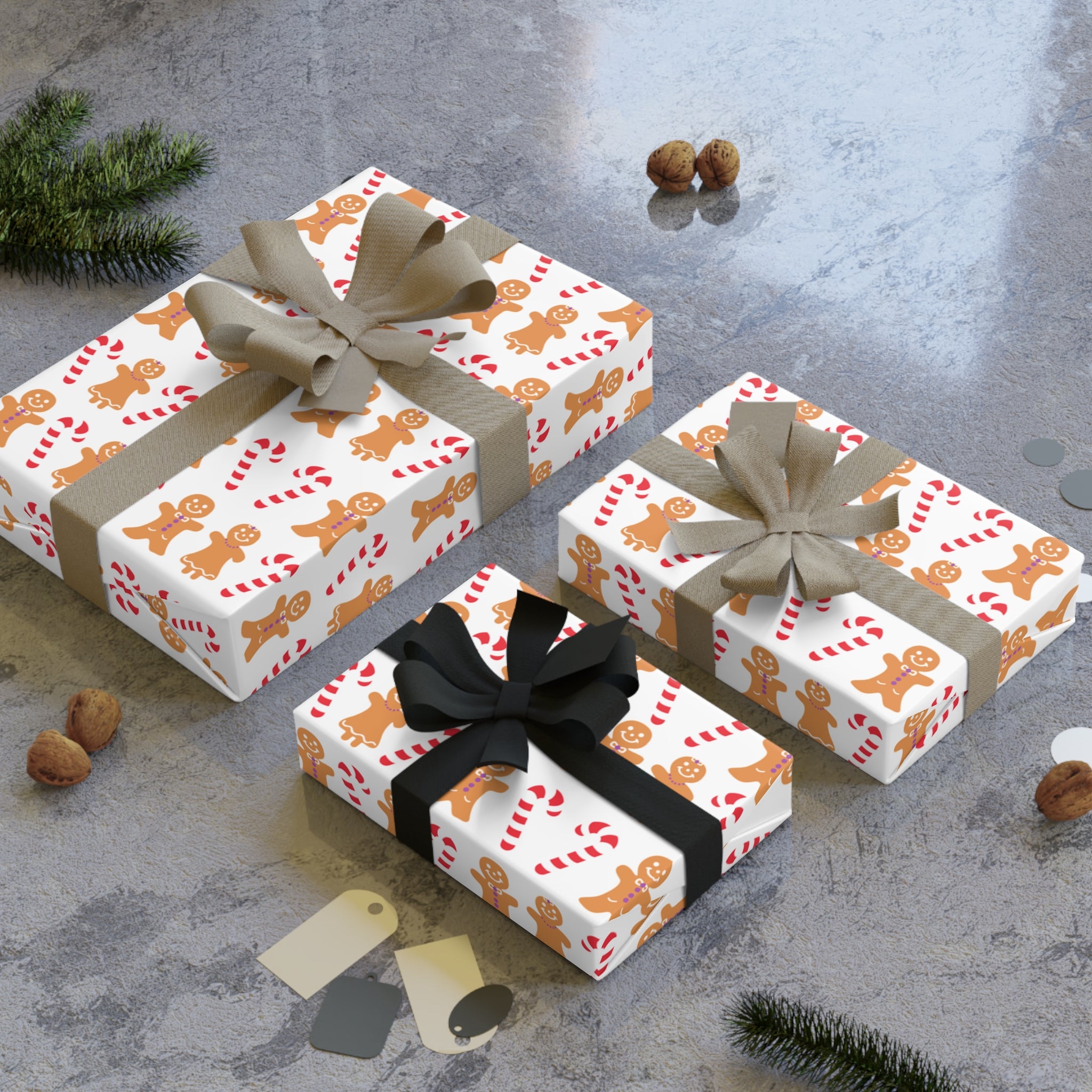 Gingerbread Holiday Gift Wrapping Paper Roll