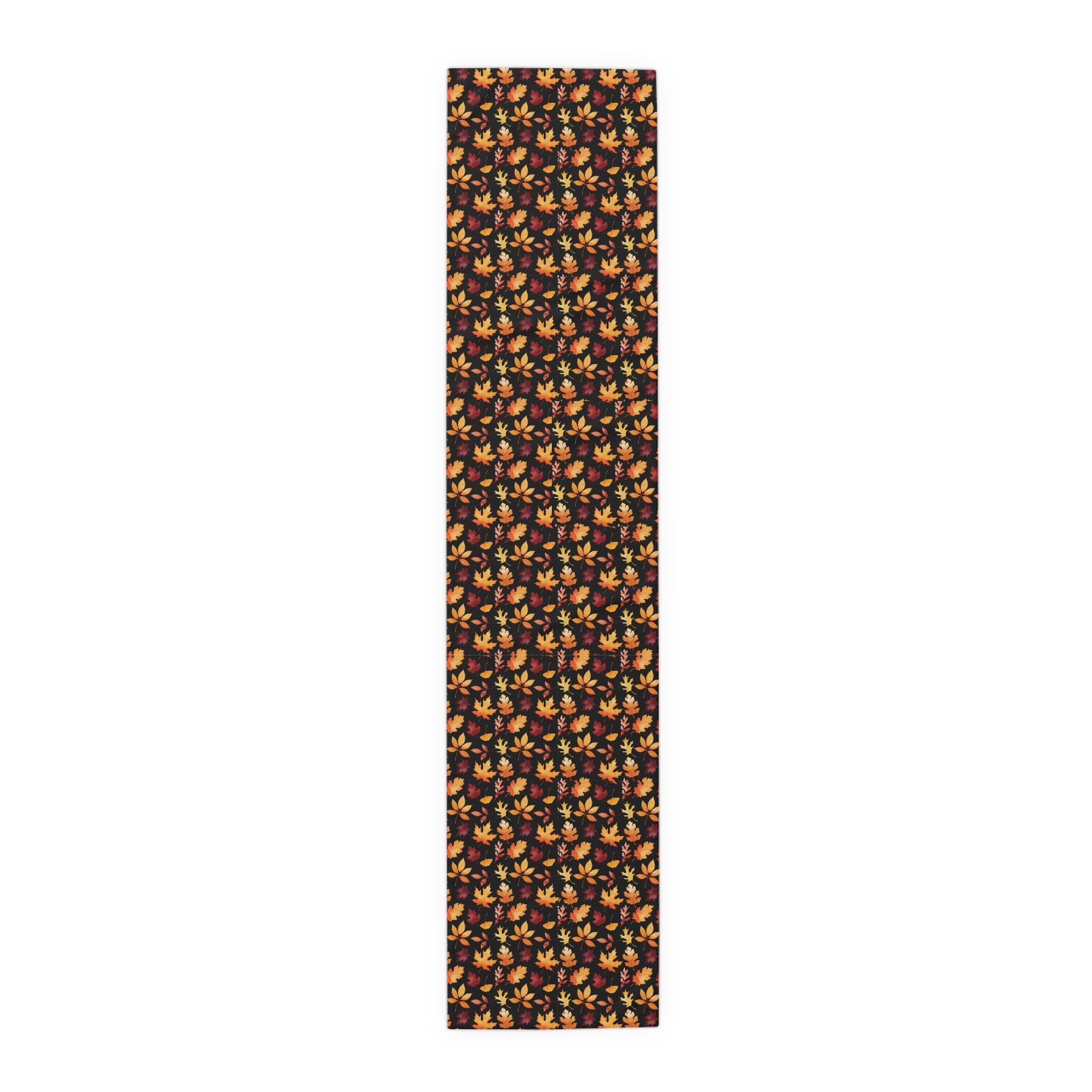 Thanksgiving Table Runner - Black and Multicolor Tiny Seasonal Leaves