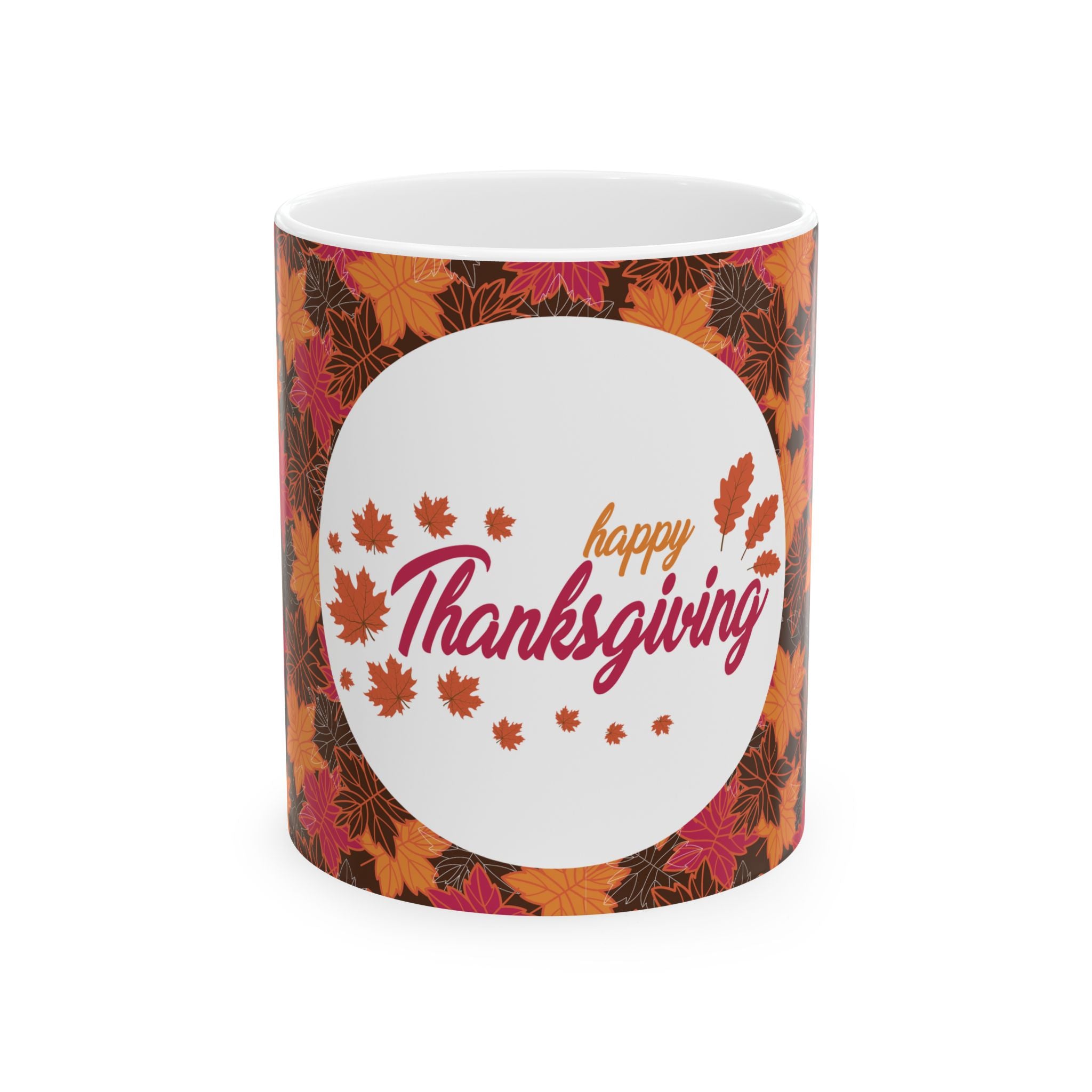 Thanksgiving Ceramic Mug - Fall Leaves Design (11oz & 15oz)
