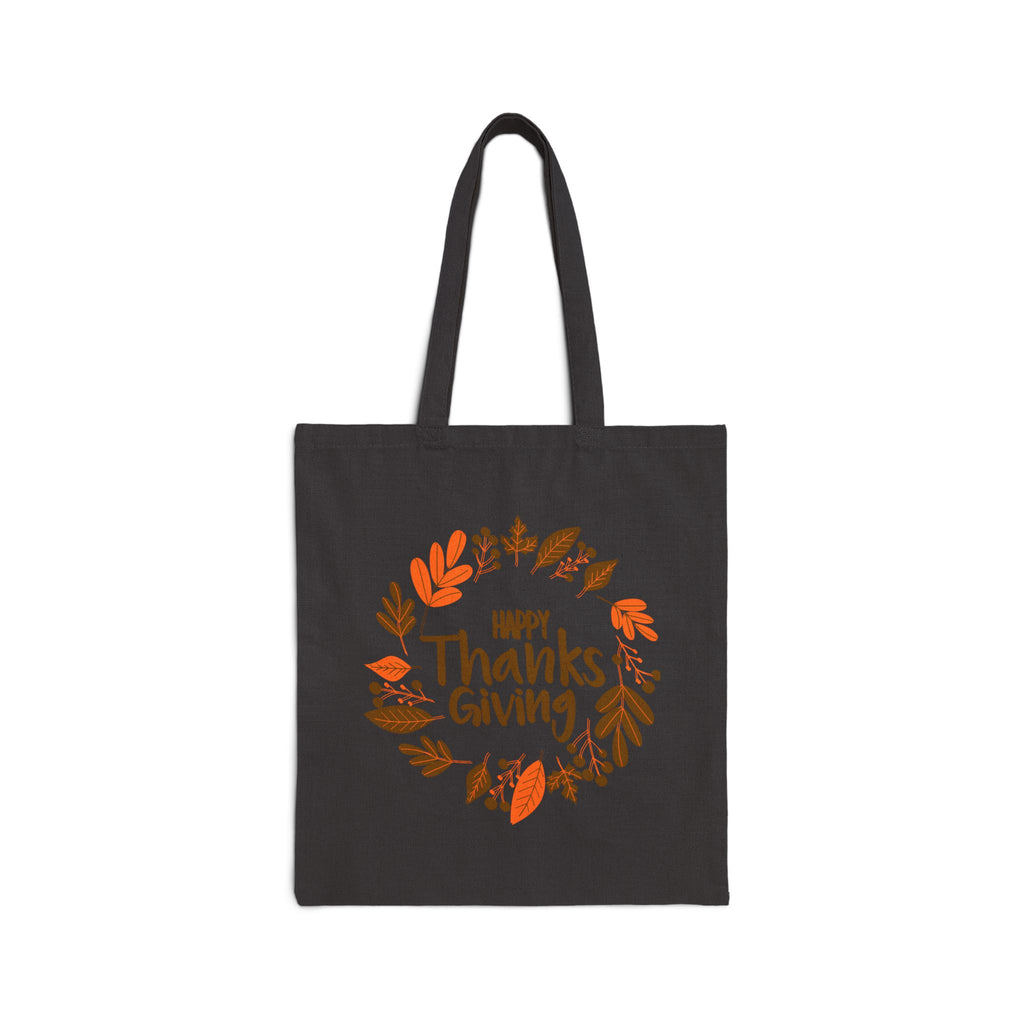 Thanksgiving Cotton Canvas Tote Bag - Happy Thanksgiving Accent