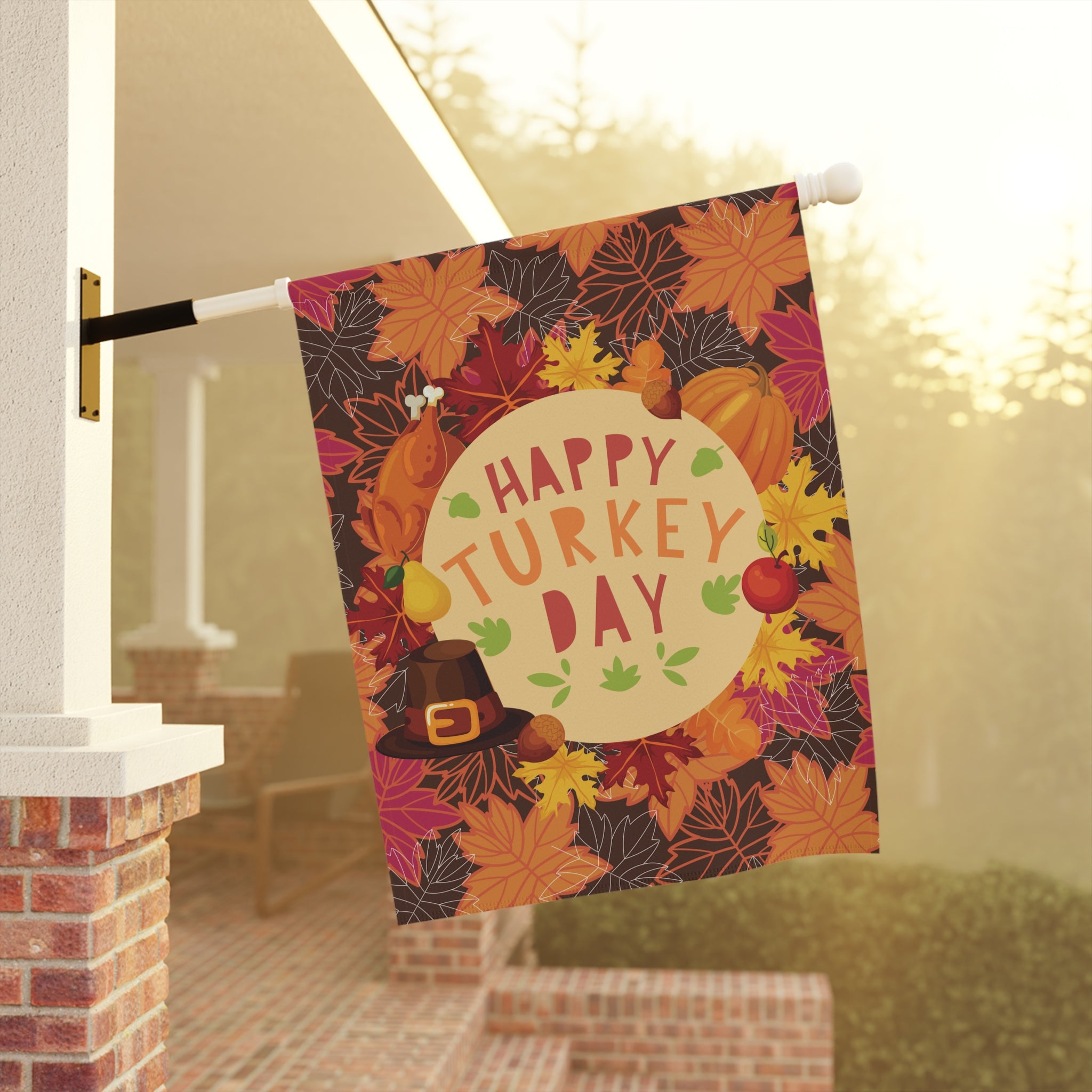 Thanksgiving Garden Flag - Happy Turkey Day
