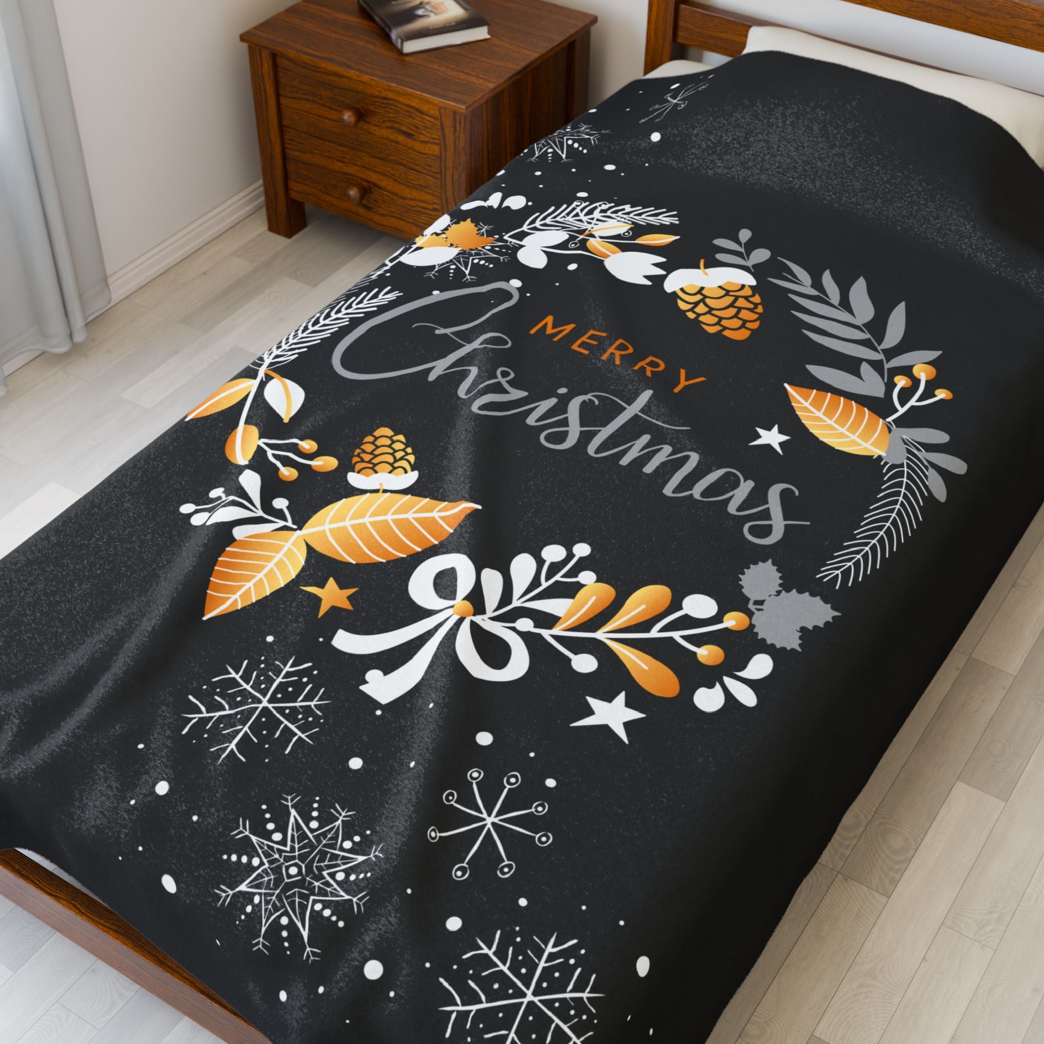 Merry Christmas Velveteen Plush Blanket