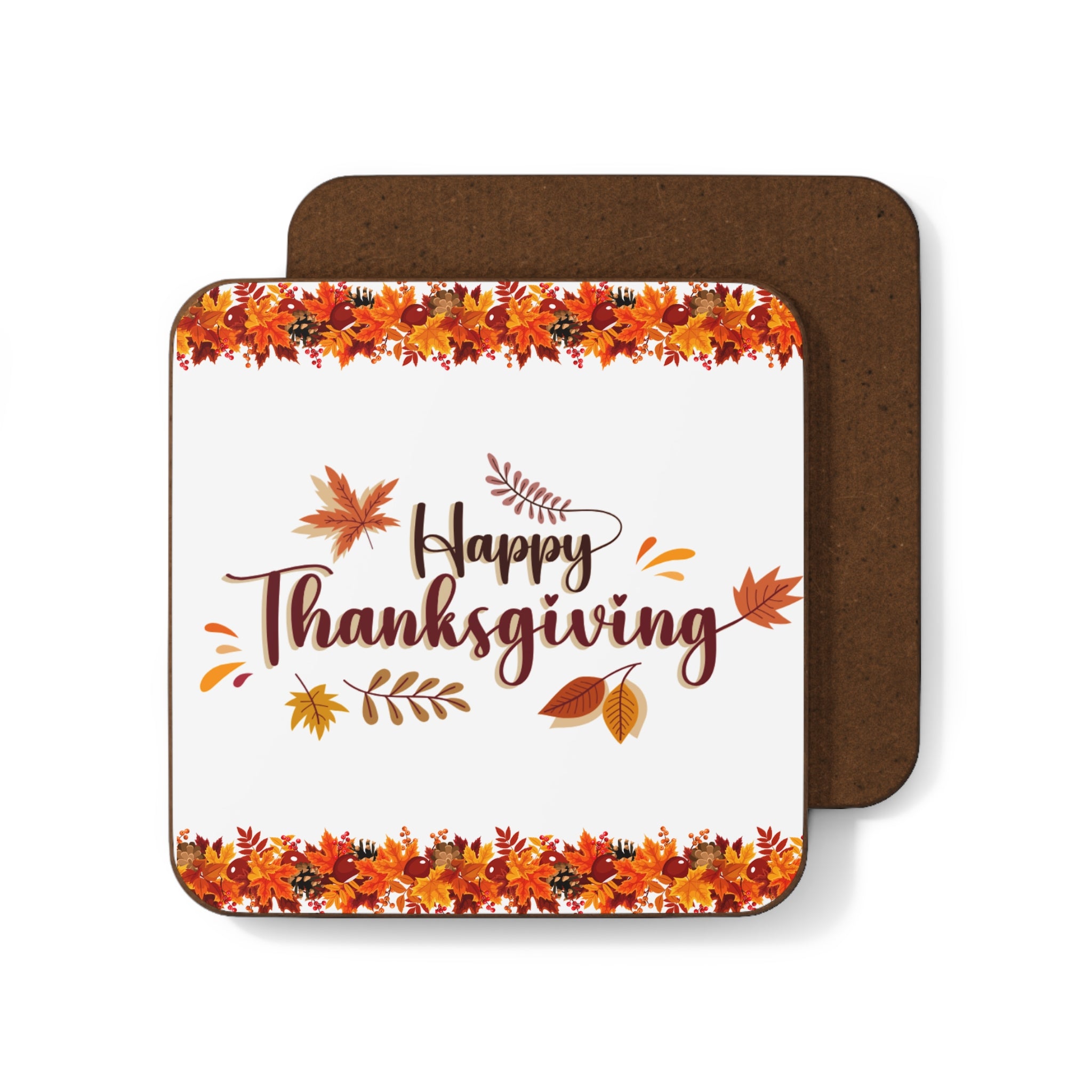 Thanksgiving Hardboard Coasters - Fall Leaves