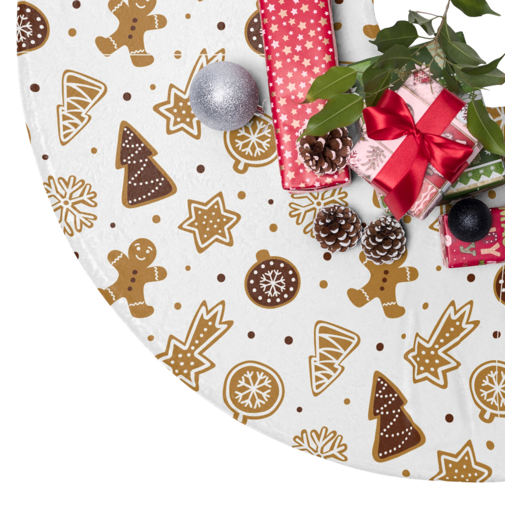 Gingerbread Cookie Patterned Christmas Tree Skirt
