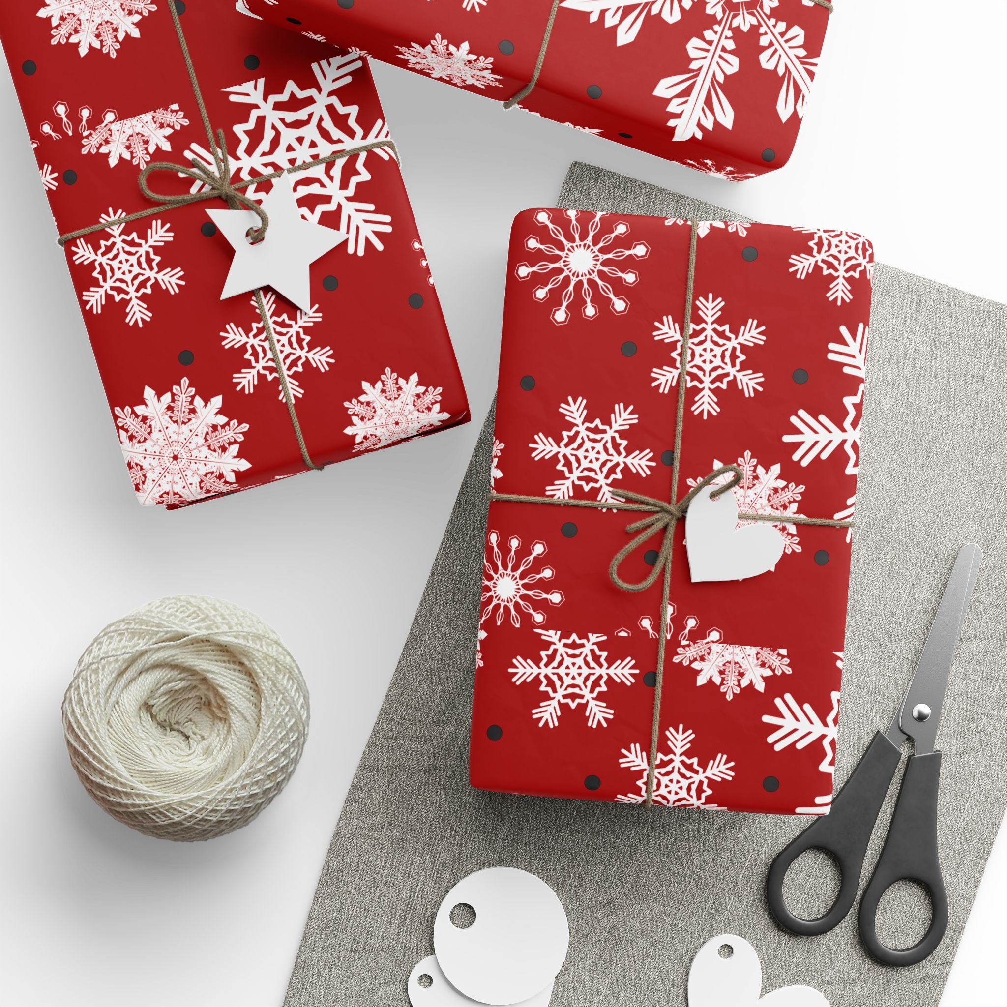 Christmas Gift Wrap Roll - Red/White Snowflakes
