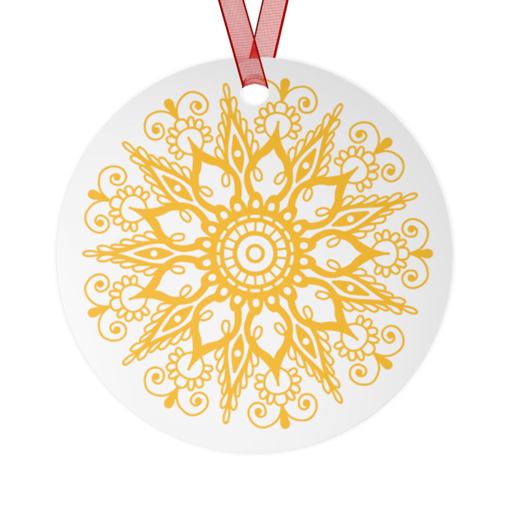 Elegant Gold Mandala Patterned Metal Ornament for Christmas