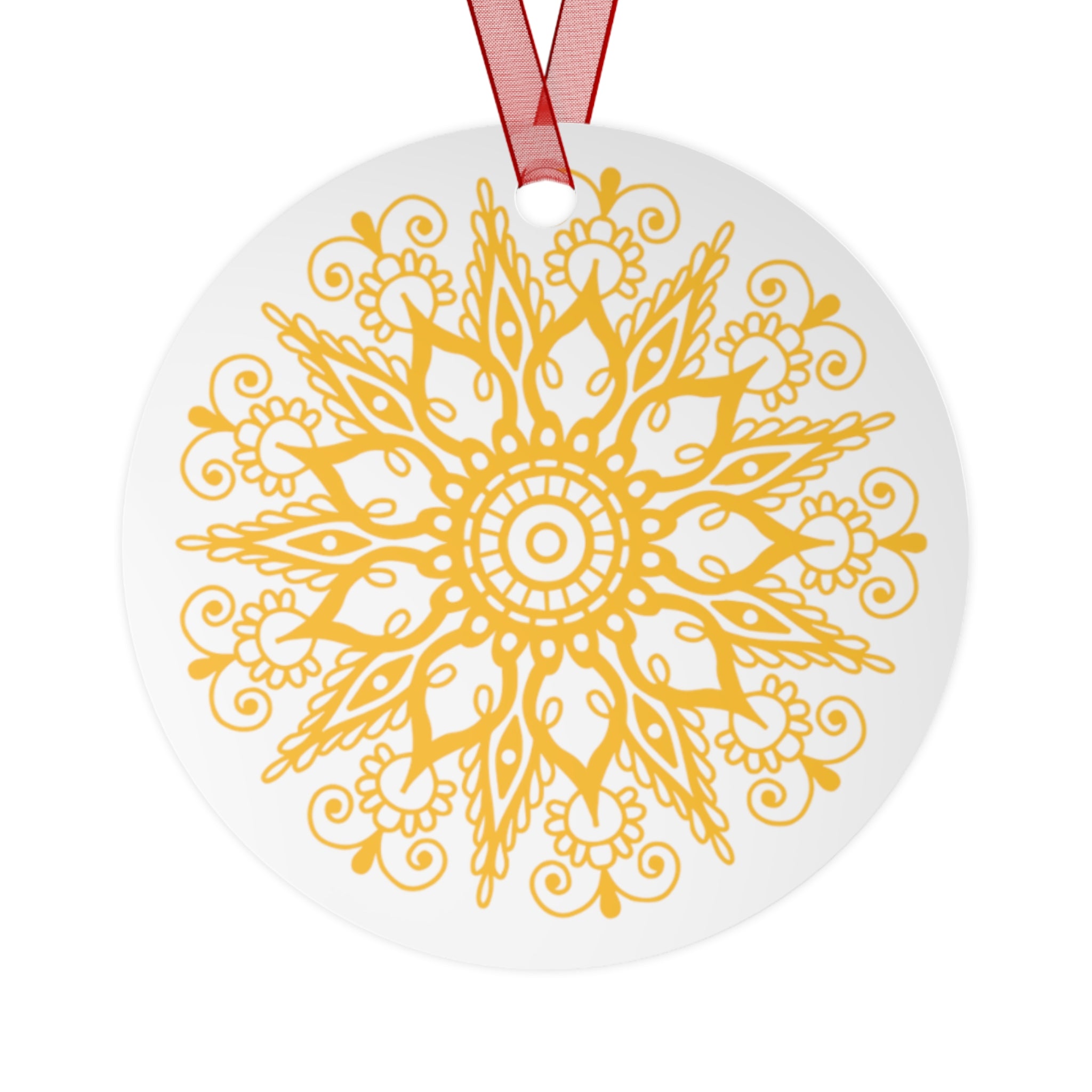 Elegant Gold Mandala Patterned Metal Ornament for Christmas
