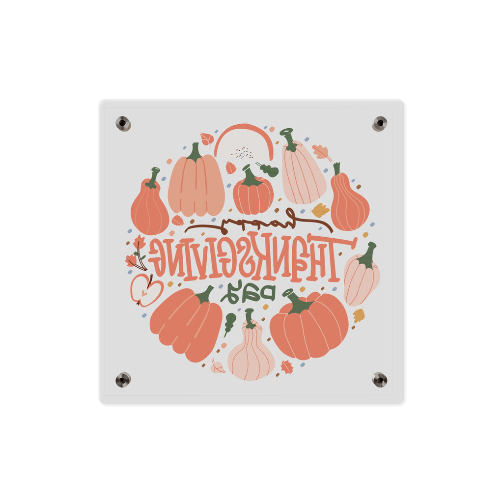 Happy Thanksgiving Acrylic Wall Art Panel — Peachy Pumpkin Patch