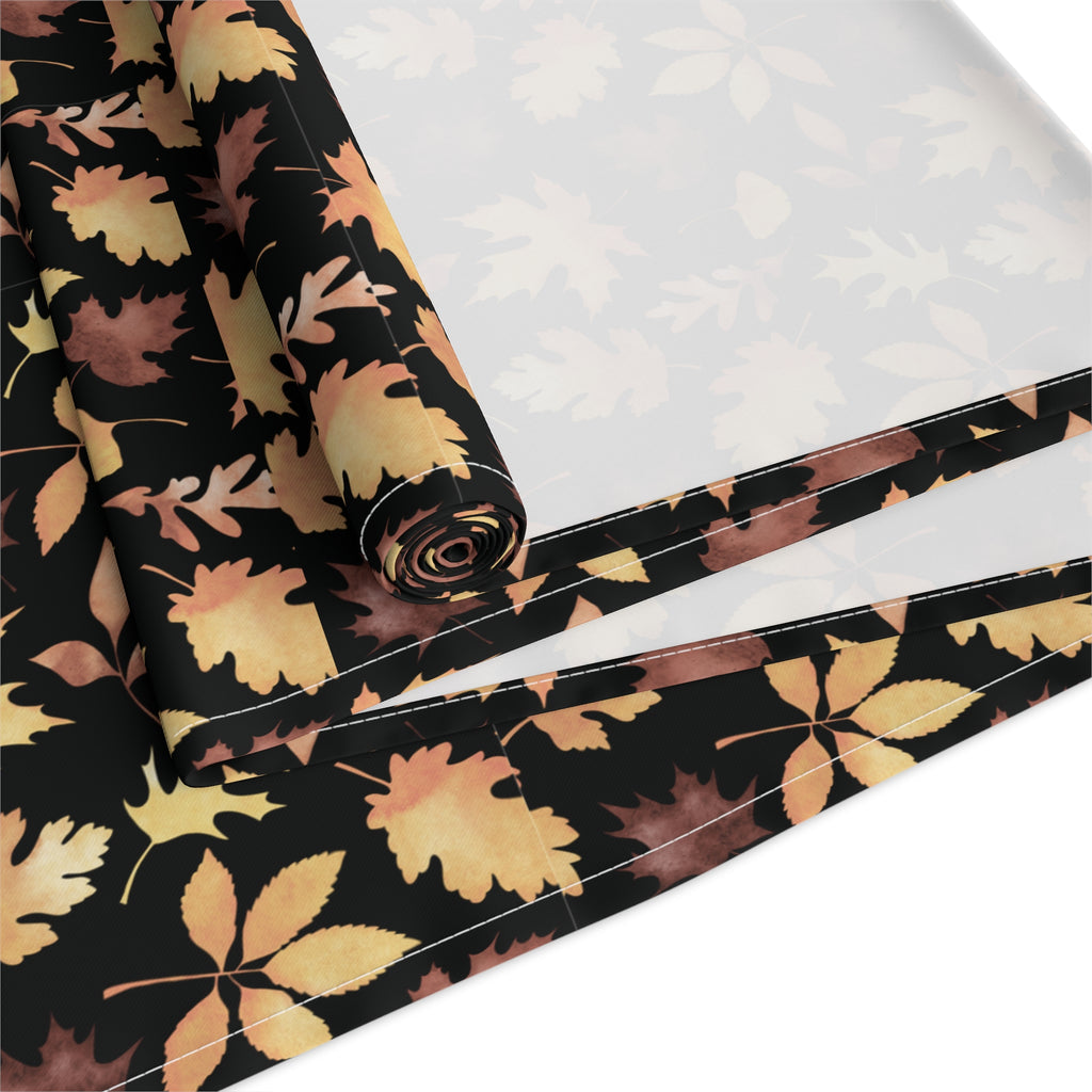 Thanksgiving Table Runner — Black/Seasonal Colored Tiny Leaf Takeover Pattern