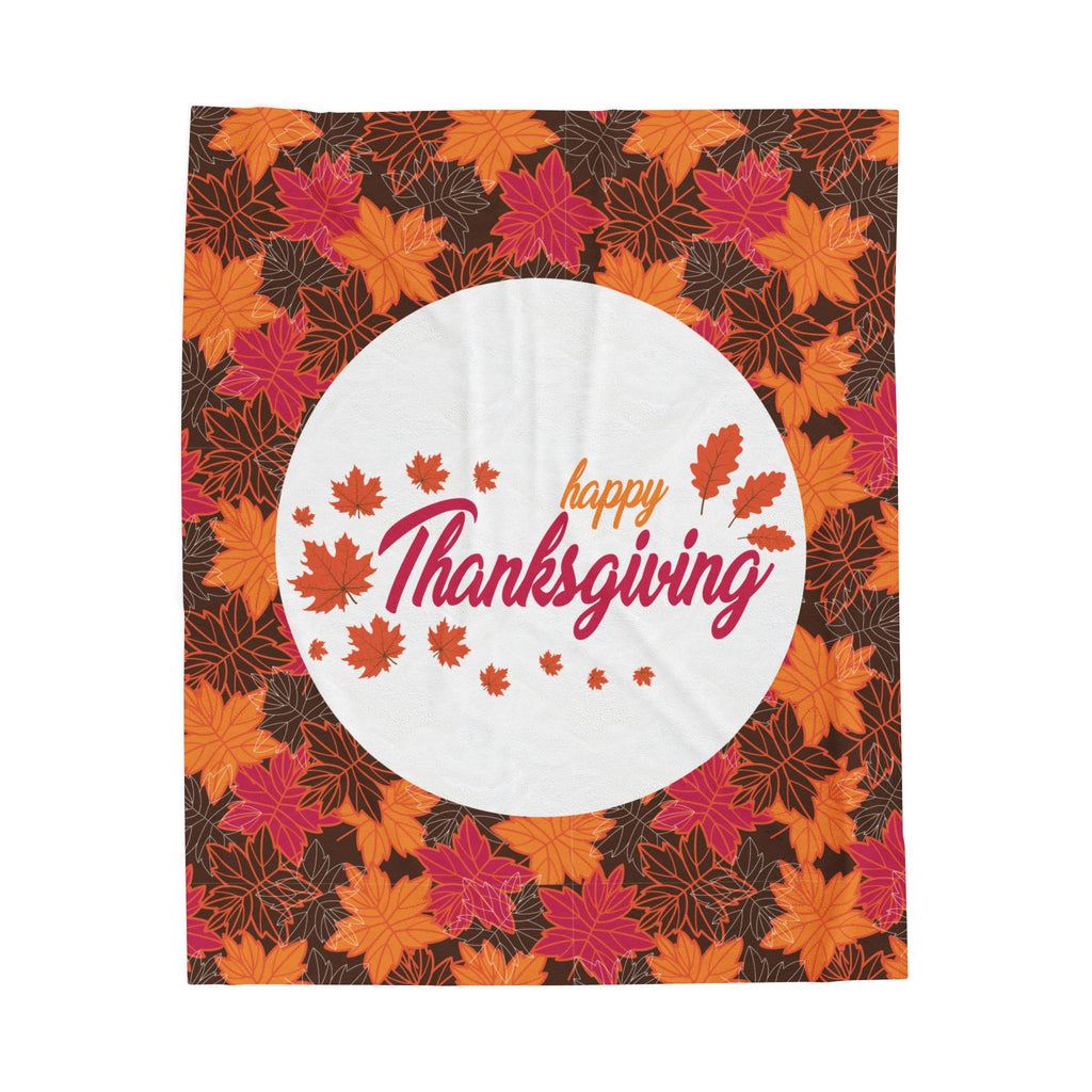 Thanksgiving Velvet Plush Blanket - Autumn Leaves