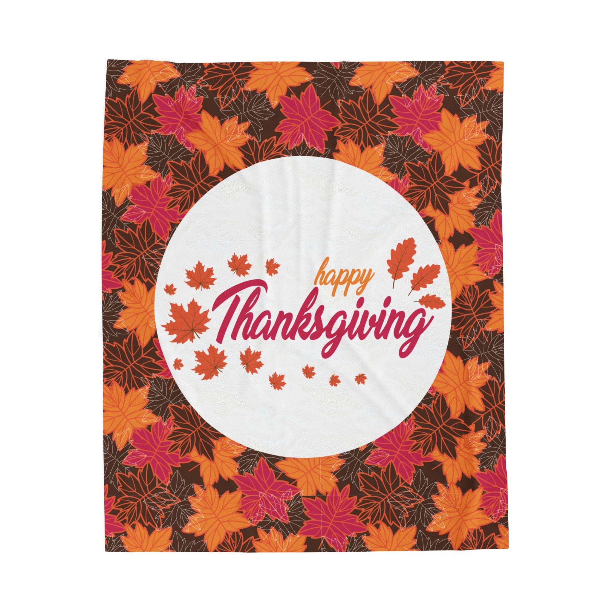 Thanksgiving Velvet Plush Blanket - Autumn Leaves