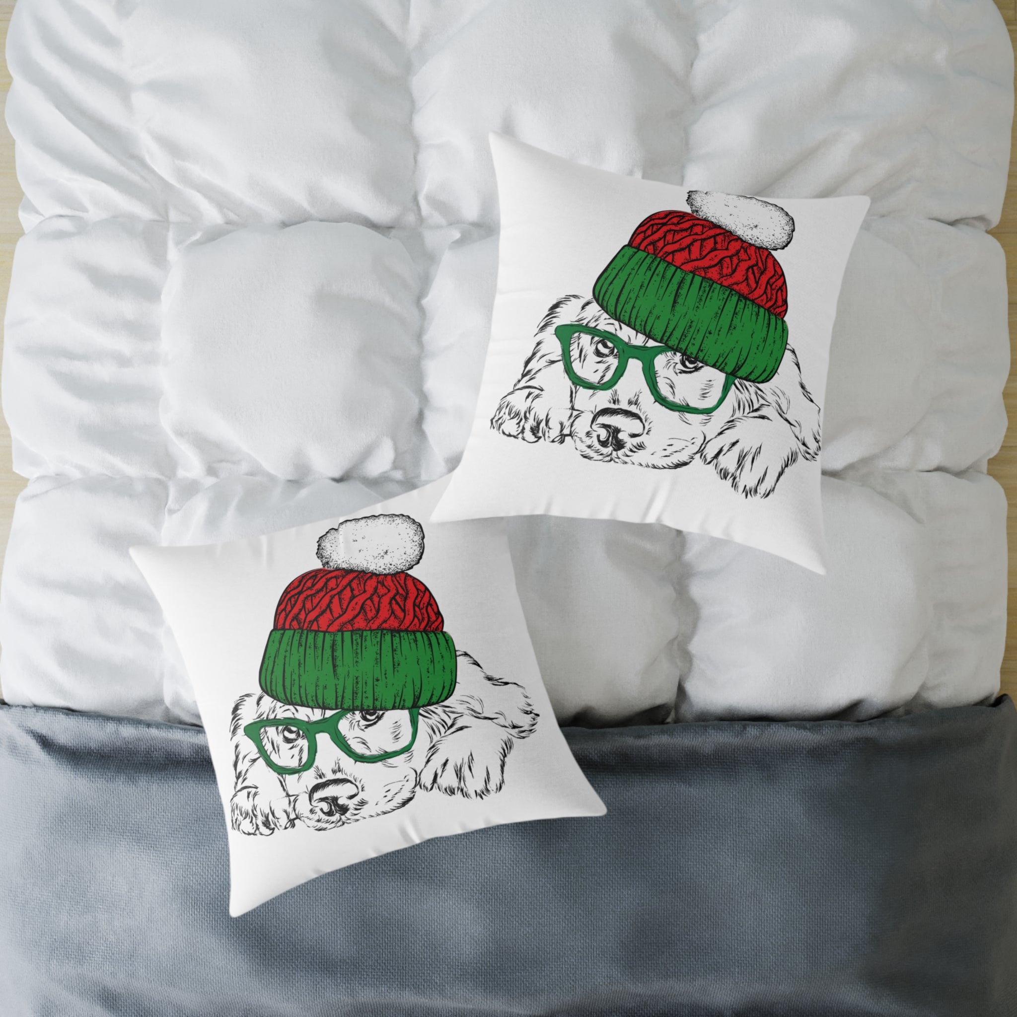 Christmas Retriever w/ Beanie Pillow