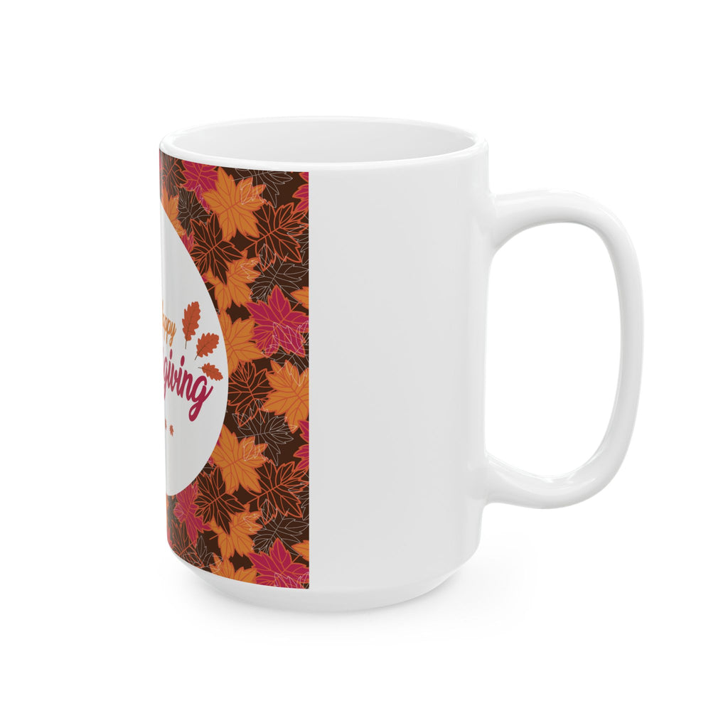 Thanksgiving Ceramic Mug - Fall Leaves Design (11oz & 15oz)