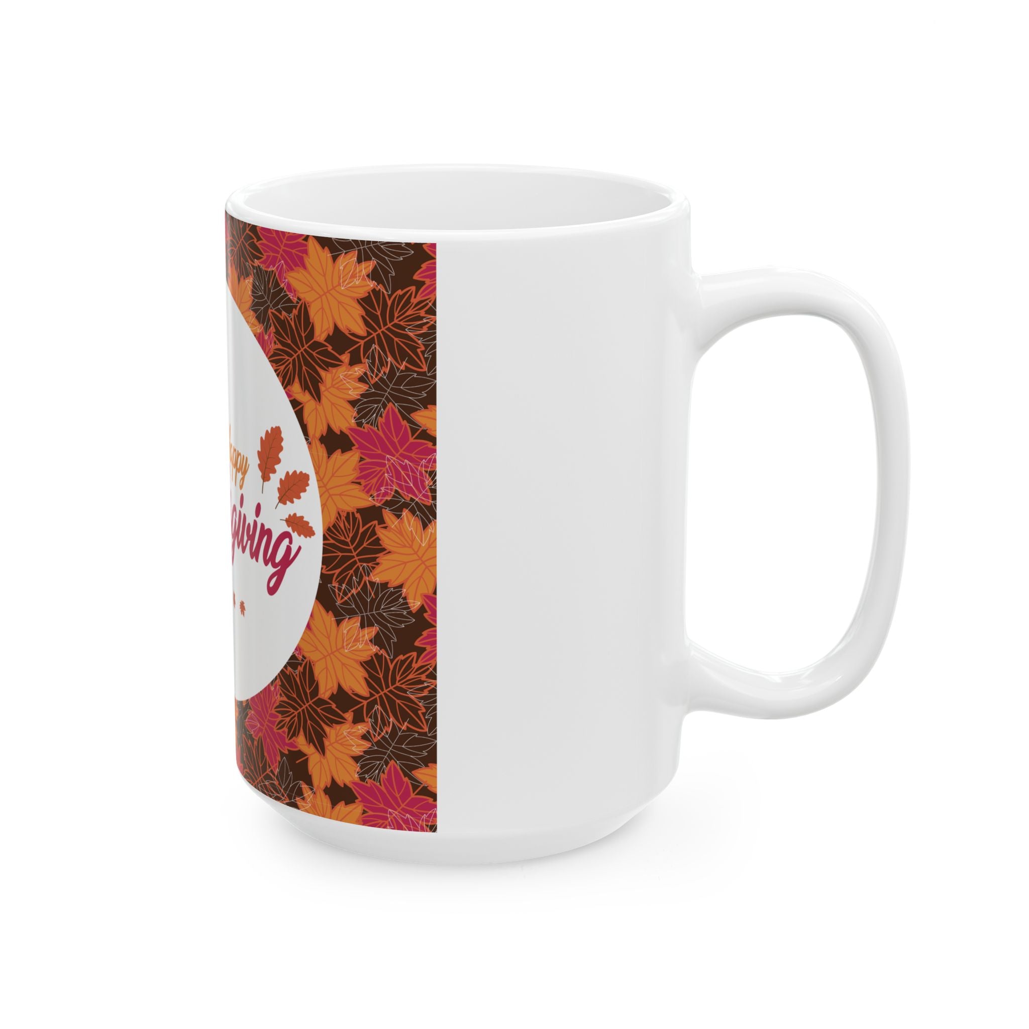 Thanksgiving Ceramic Mug - Fall Leaves Design (11oz & 15oz)