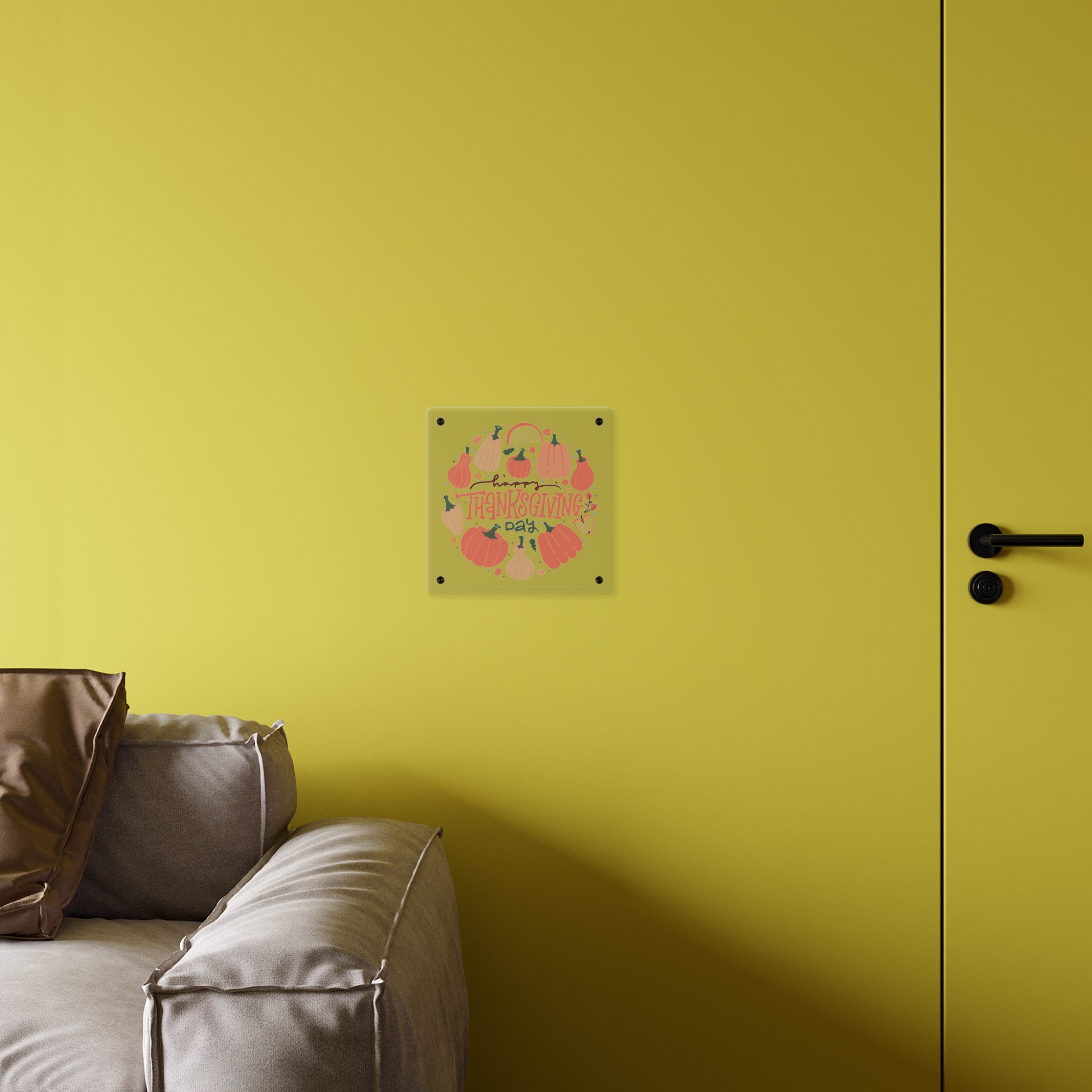 Happy Thanksgiving Acrylic Wall Art Panel — Peachy Pumpkin Patch