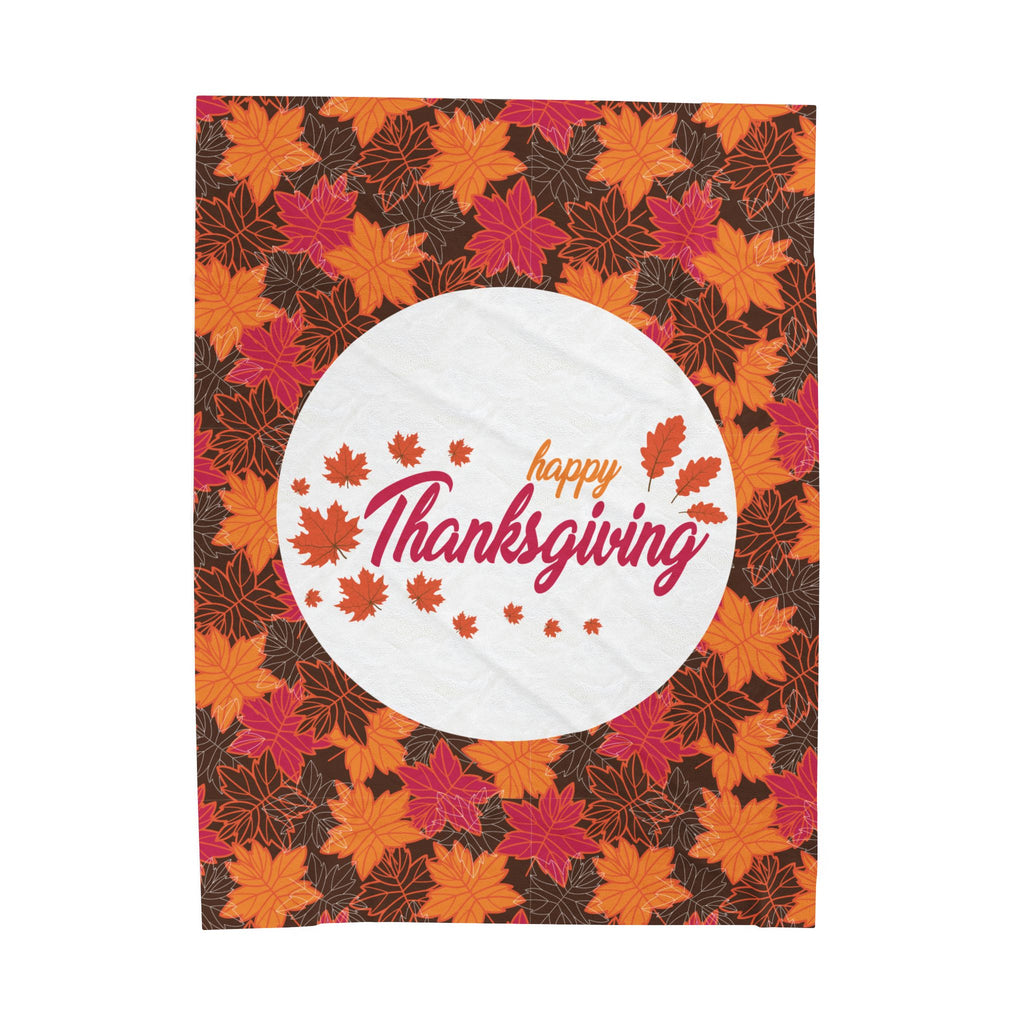 Thanksgiving Velvet Plush Blanket - Autumn Leaves