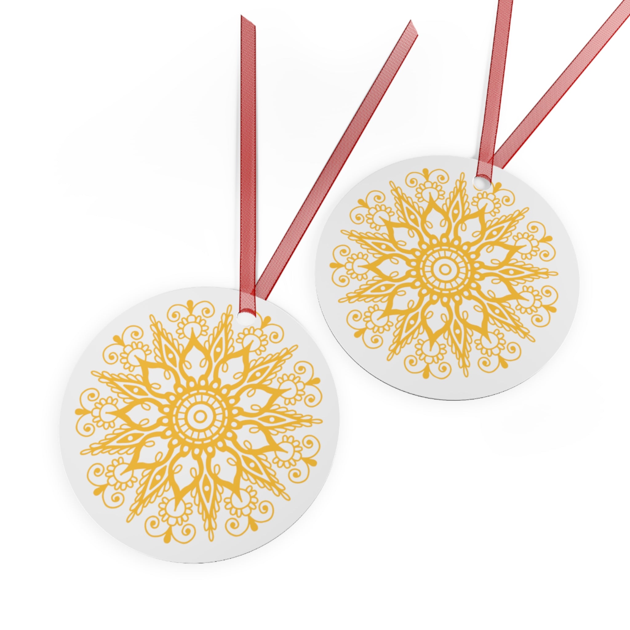 Elegant Gold Mandala Patterned Metal Ornament for Christmas