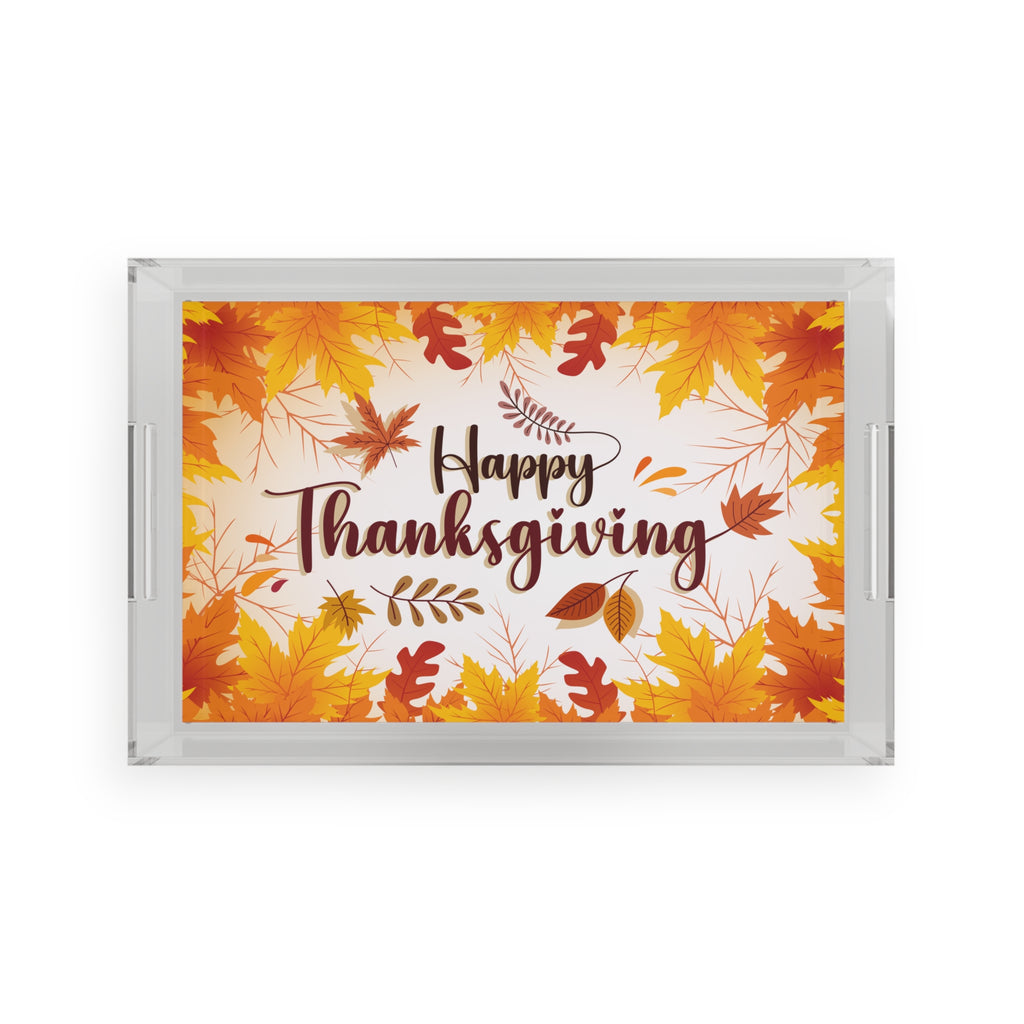 Acrylic Serving Tray for Thanksgiving - Fall Leaves Design