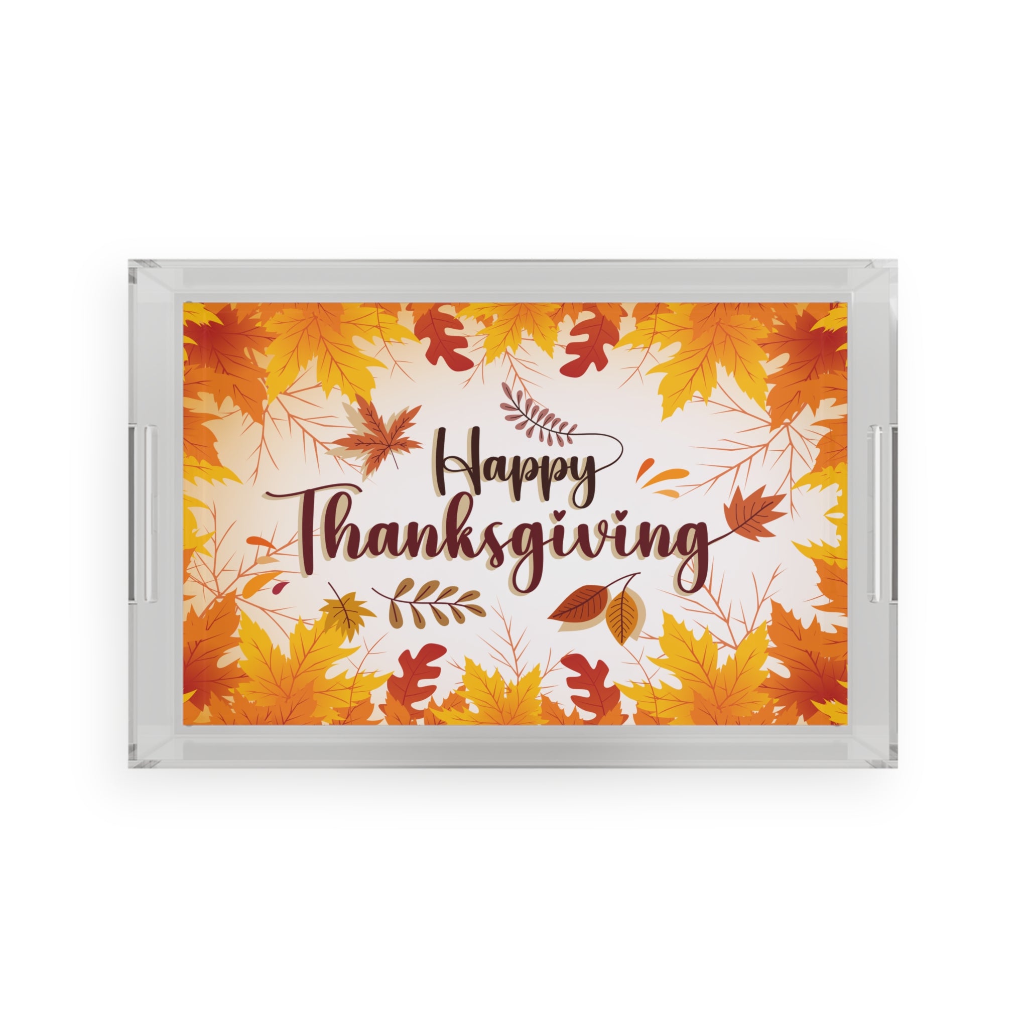 Acrylic Serving Tray for Thanksgiving - Fall Leaves Design