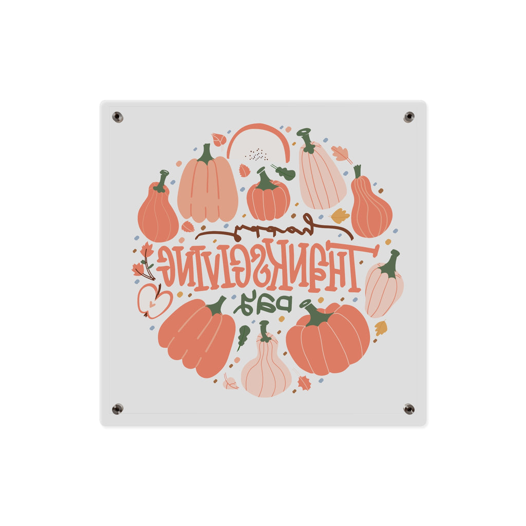 Happy Thanksgiving Acrylic Wall Art Panel — Peachy Pumpkin Patch