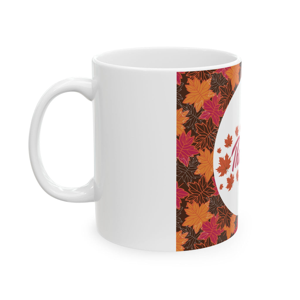 Thanksgiving Ceramic Mug - Fall Leaves Design (11oz & 15oz)